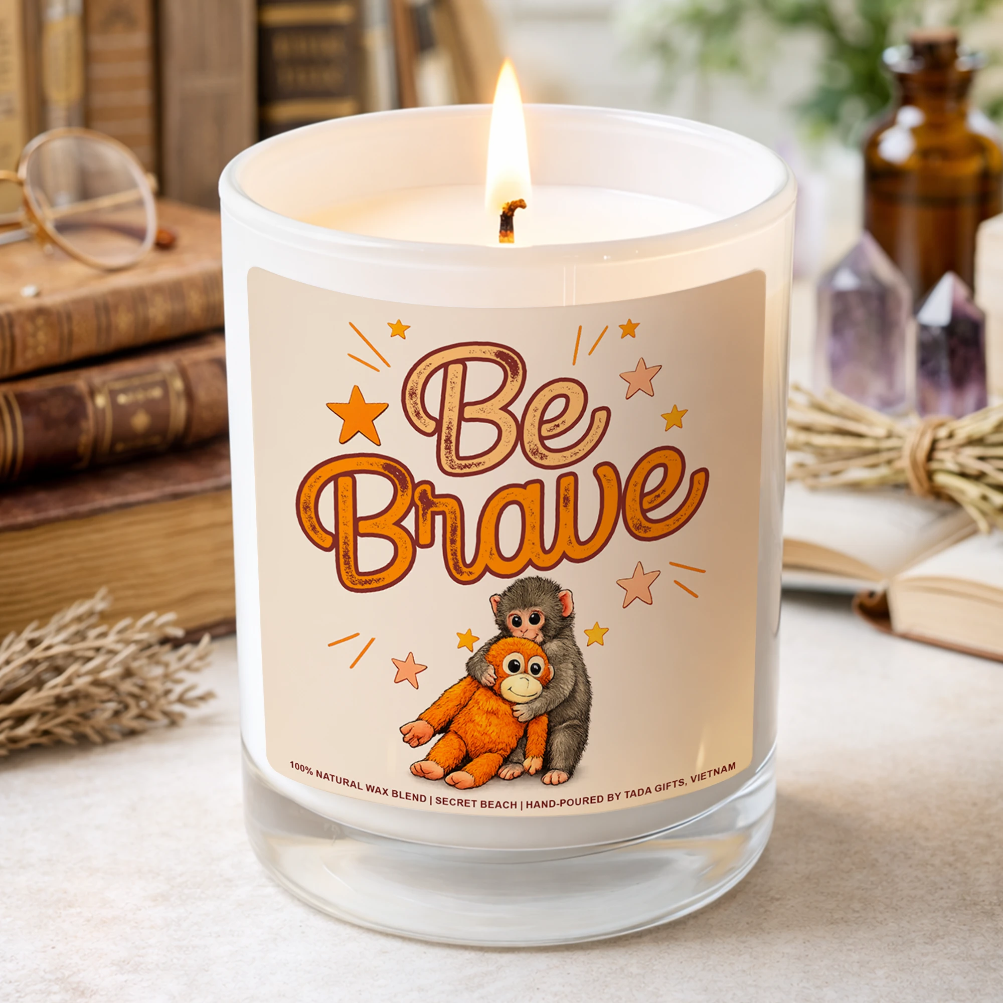 Be Brave Monkey Candle, Encouragement Gift, Emotional Support Gift, Cute Monkey Candle, Monkey Lover Gift, Inspirational Candle