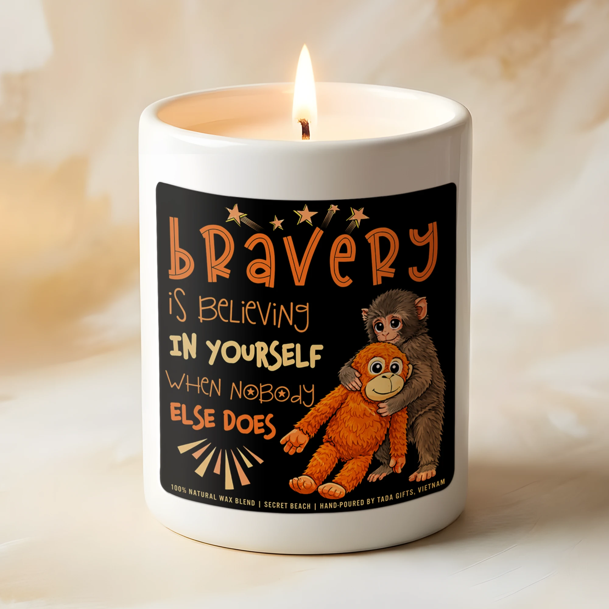 Punch Monkey Candle, Emotional Support Gift, Cute Monkey Gift, Monkey Lover Candle, Funny Animal Candle, Unique Gift for Friend