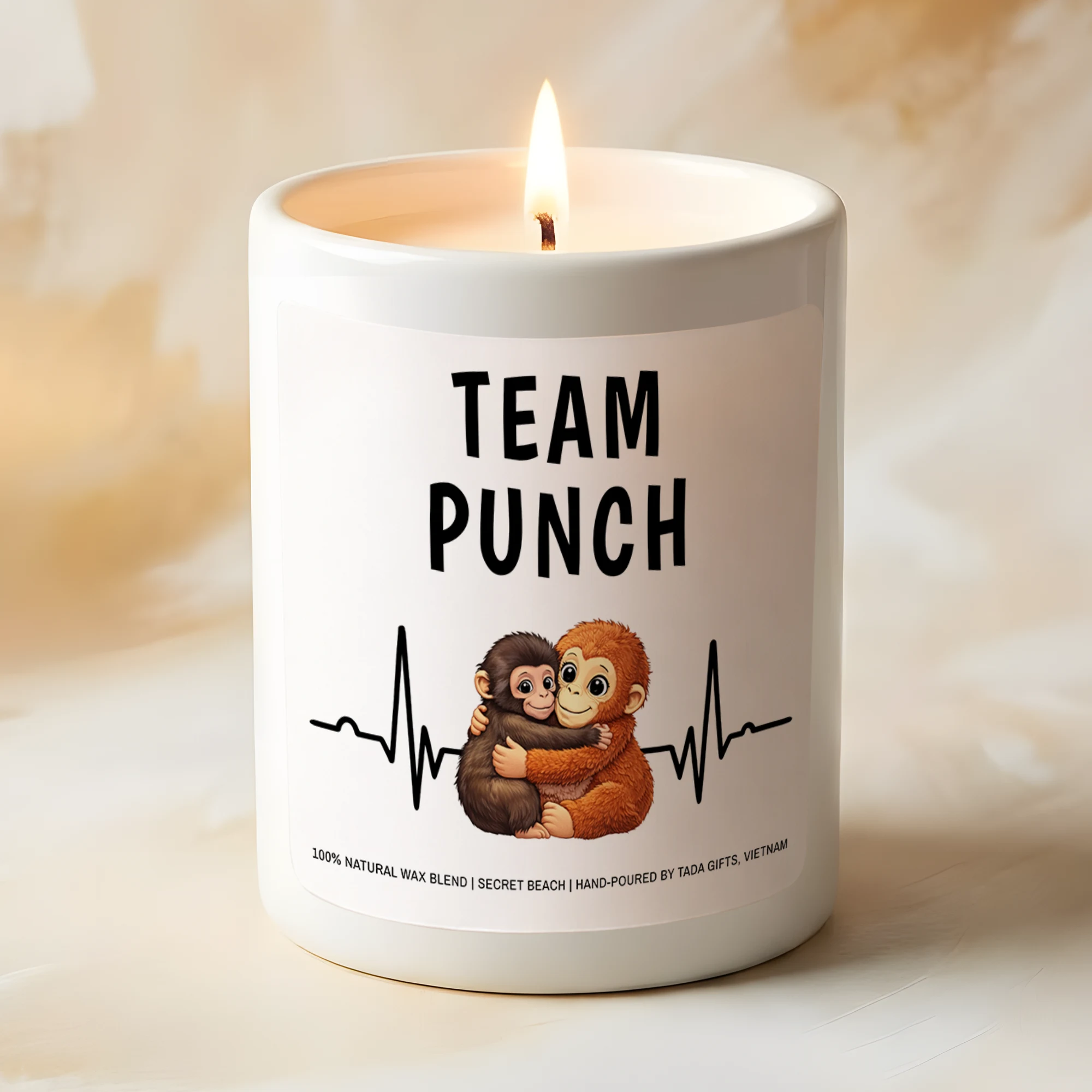 Punch Monkey Candle, Team Punch Monkey Gift, Funny Monkey Gift, Monkey Lover Gift, Cute Animal Candle, Friendship Gift