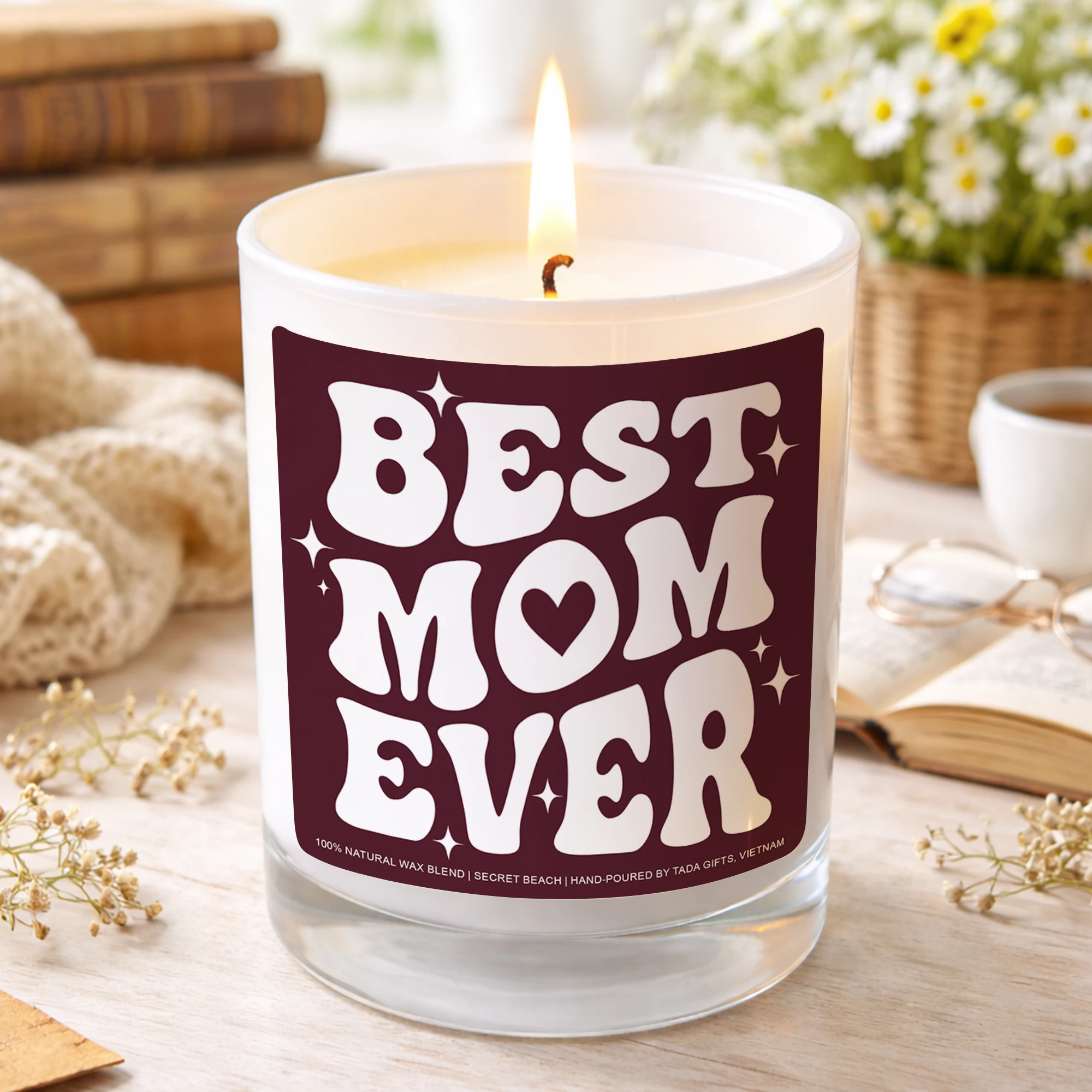 Best Mom Ever Candle, Mother’s Day Gift for Mom, Minimalist Mom Gift, Retro Style Candle, Gift for Mom from Daughter Son, Handmade Gift