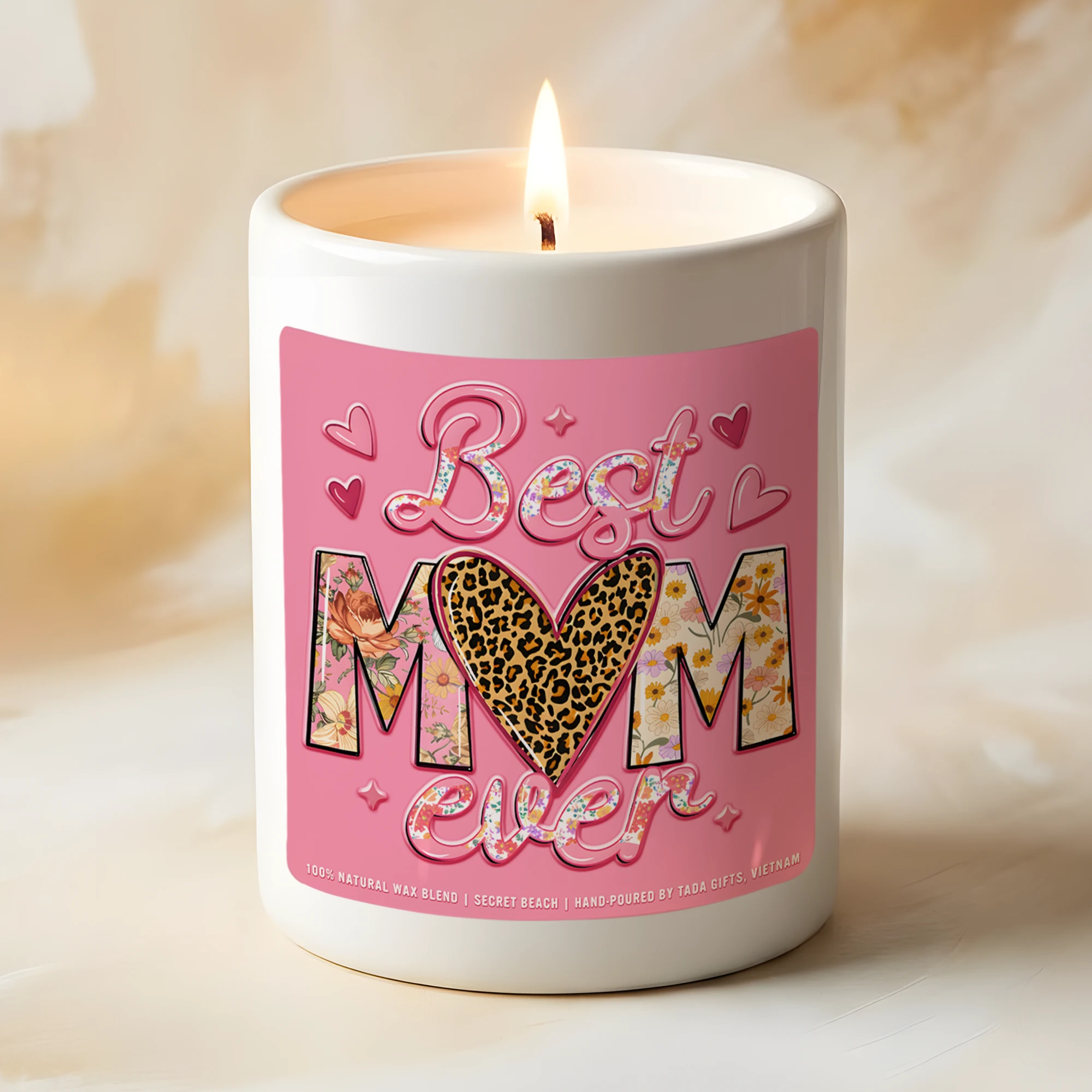 Best Mom Ever Candle Gift,Mother’s Day Gift for Mom,Cute Mom Candle,Gift for Mom from Daughter Son,Pink Aesthetic Candle,Handmade Soy Candle