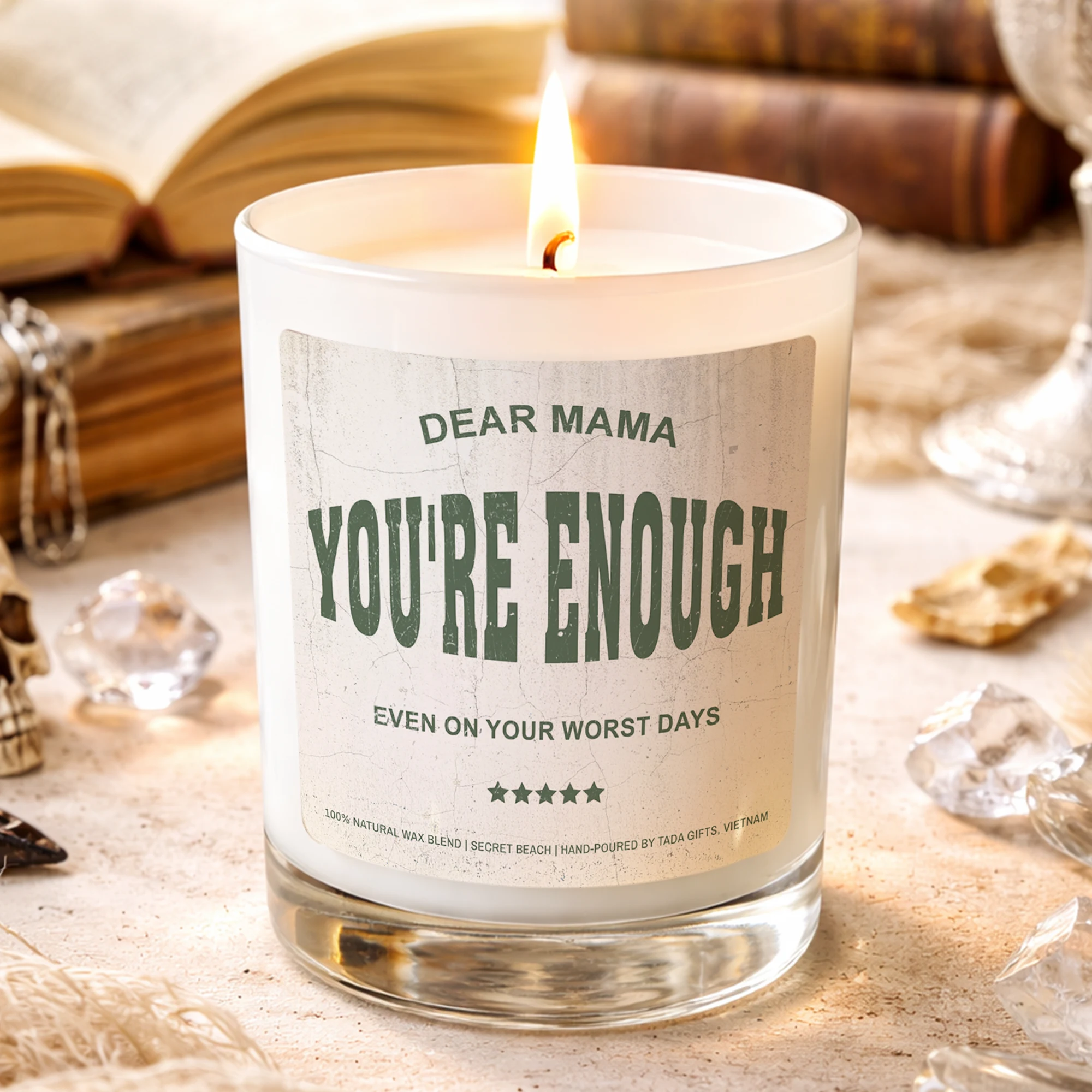 Dear Mama You’re Enough Candle,Emotional Gift for Mom,Mother’s Day Gift,Encouragement Gift,Self Love Candle,New Mom Gift,Handmade Soy Candle