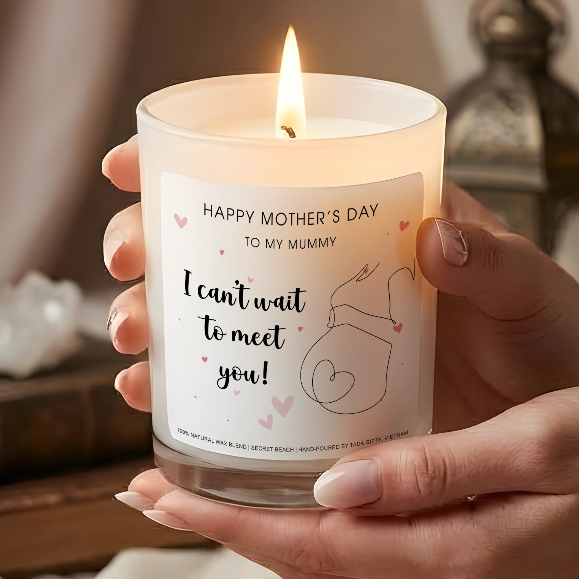 First Mother’s Day Gift for Mom to Be, Pregnant Candle, Gift from Bump, Expectant Mother Gift, New Mom Candle, I Can’t Wait to Meet You Mum