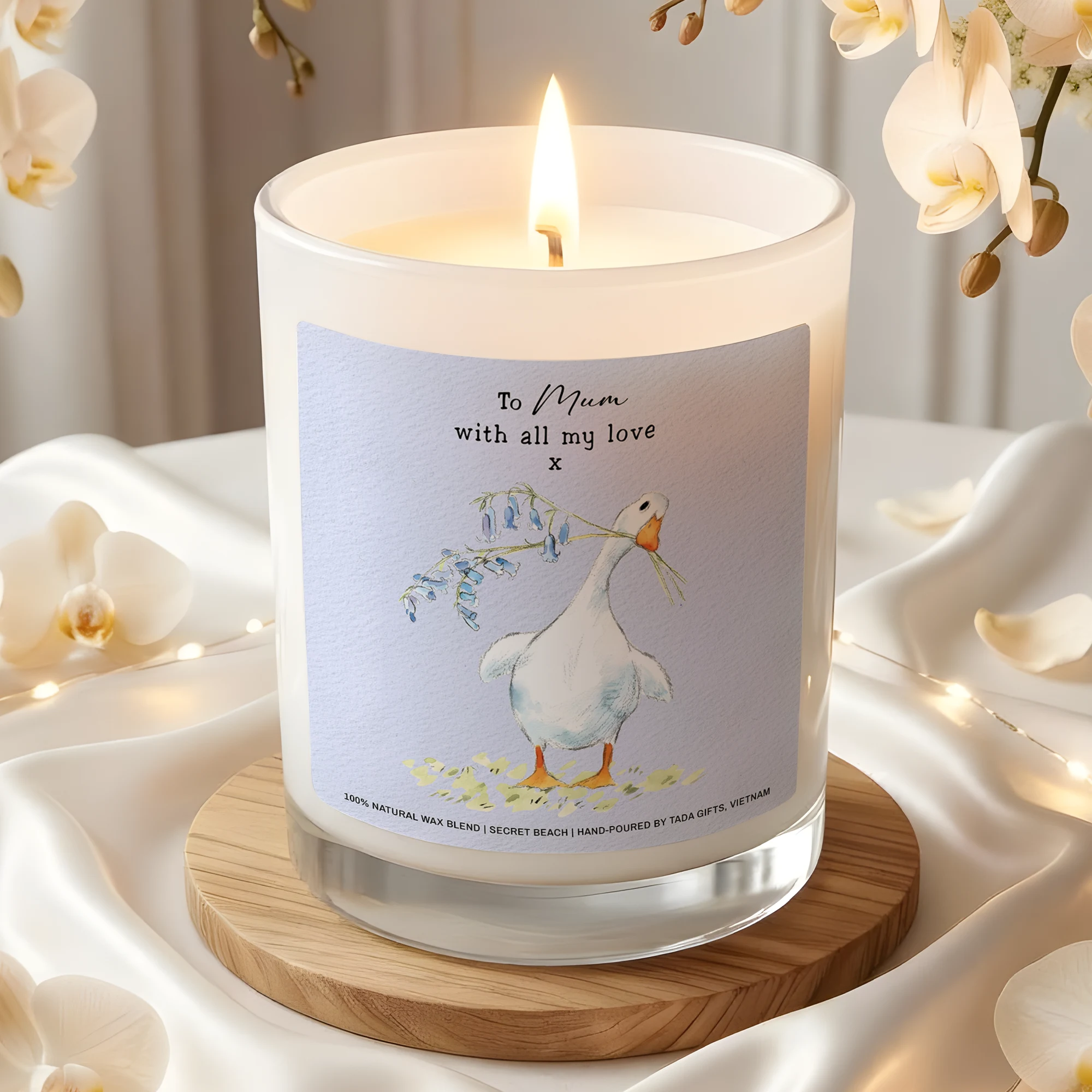 To Mum with All My Love Candle – Cute Goose Watercolor Candle – Mother’s Day Gift – Aesthetic Mum Birthday Gift – Bluebell Goose Candle
