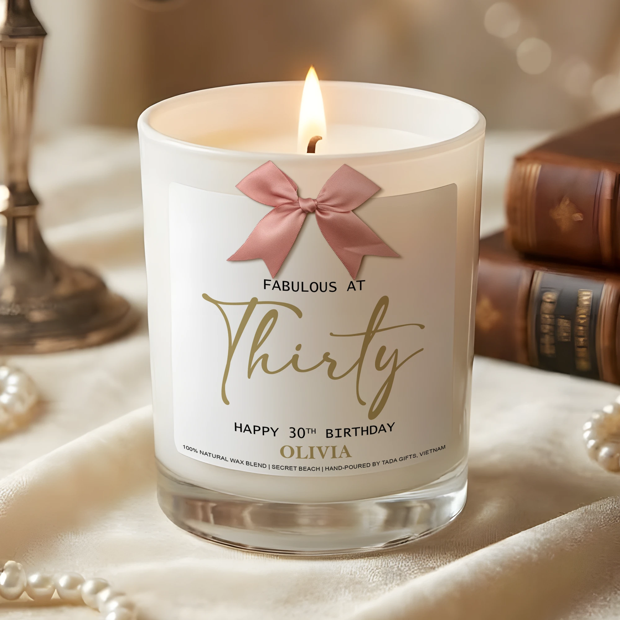 Personalized Fabulous at Thirty Candle – 30th Birthday Gift for Her – Custom Name Birthday Candle – Gift for Bestie, Sister, Daughter