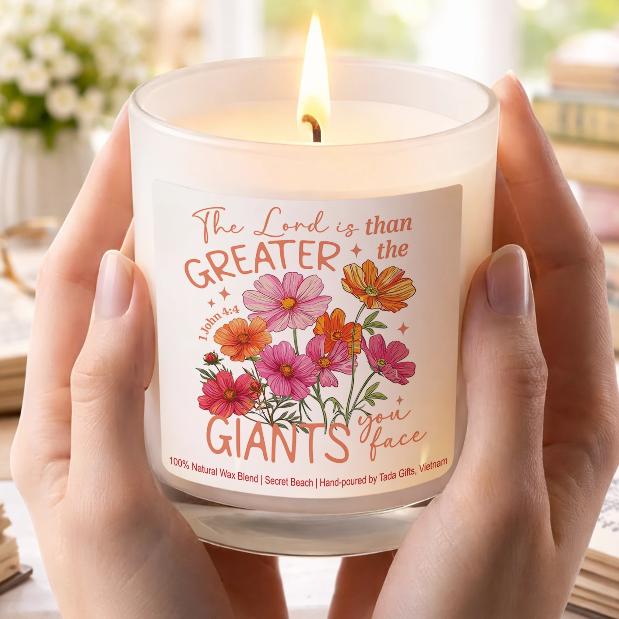 Christian Candle Gift,The Lord is Greater Than the Giants You Face,Bible Verse,Faith Gift for Women,Religious Gift,Inspirational Prayer