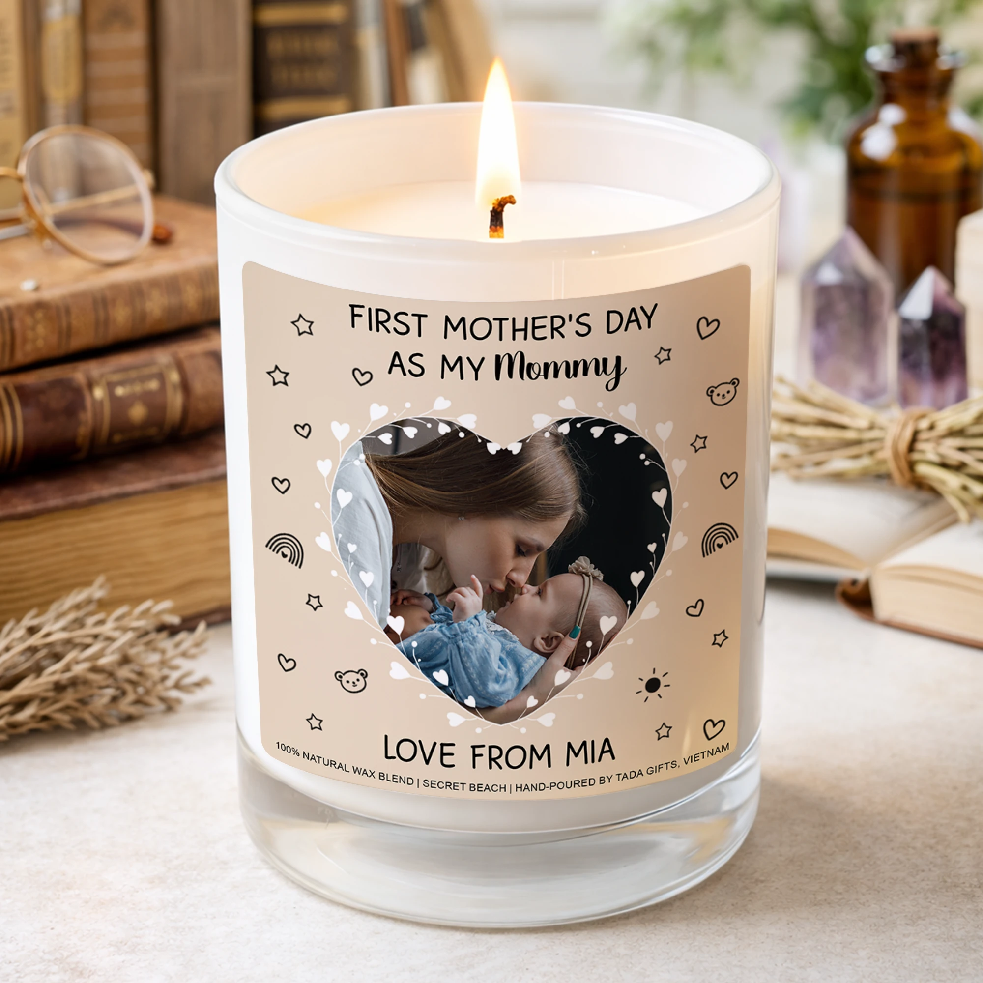 First Mother’s Day Gift From Baby, Personalized Photo Candle, New Mom Gift, Custom Mom Candle, First Mother Day Present, Gift From Daughter