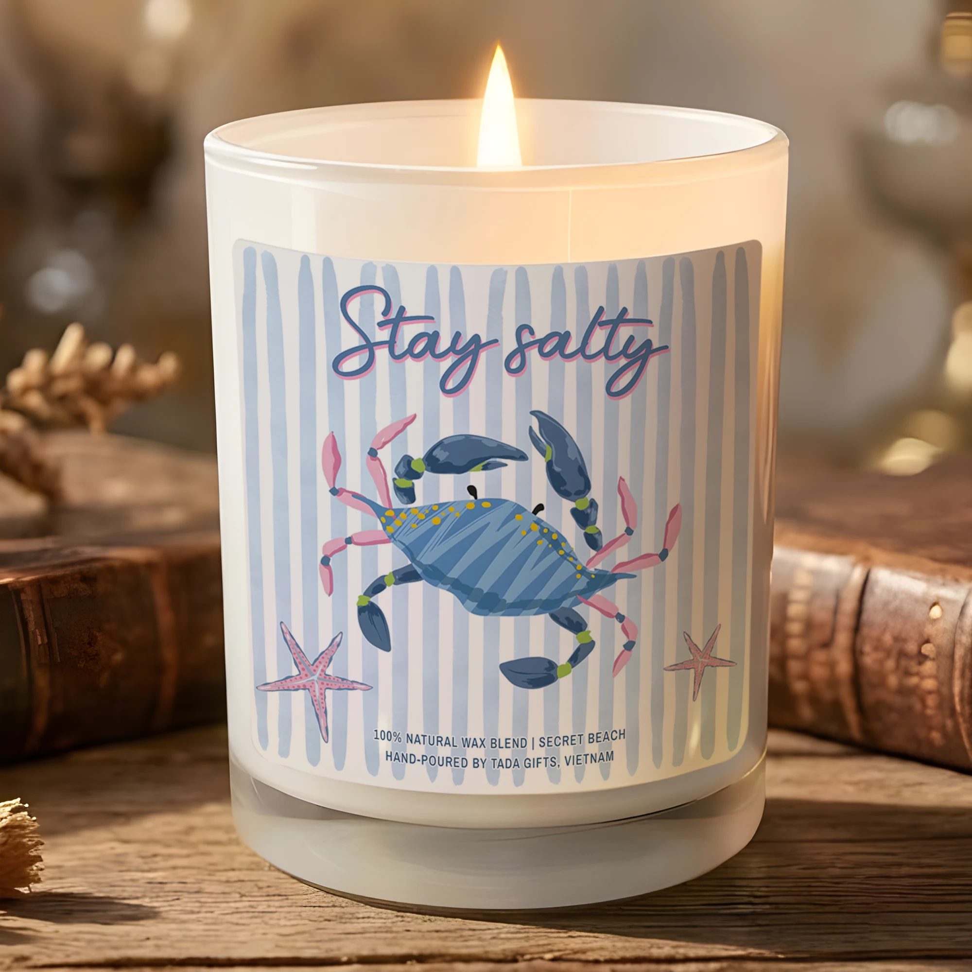 Stay Salty Crab Candle, Coastal Beach Aesthetic Candle, Nautical Ocean Decor, Preppy Beach House Decor, Coastal Grandmother Gift