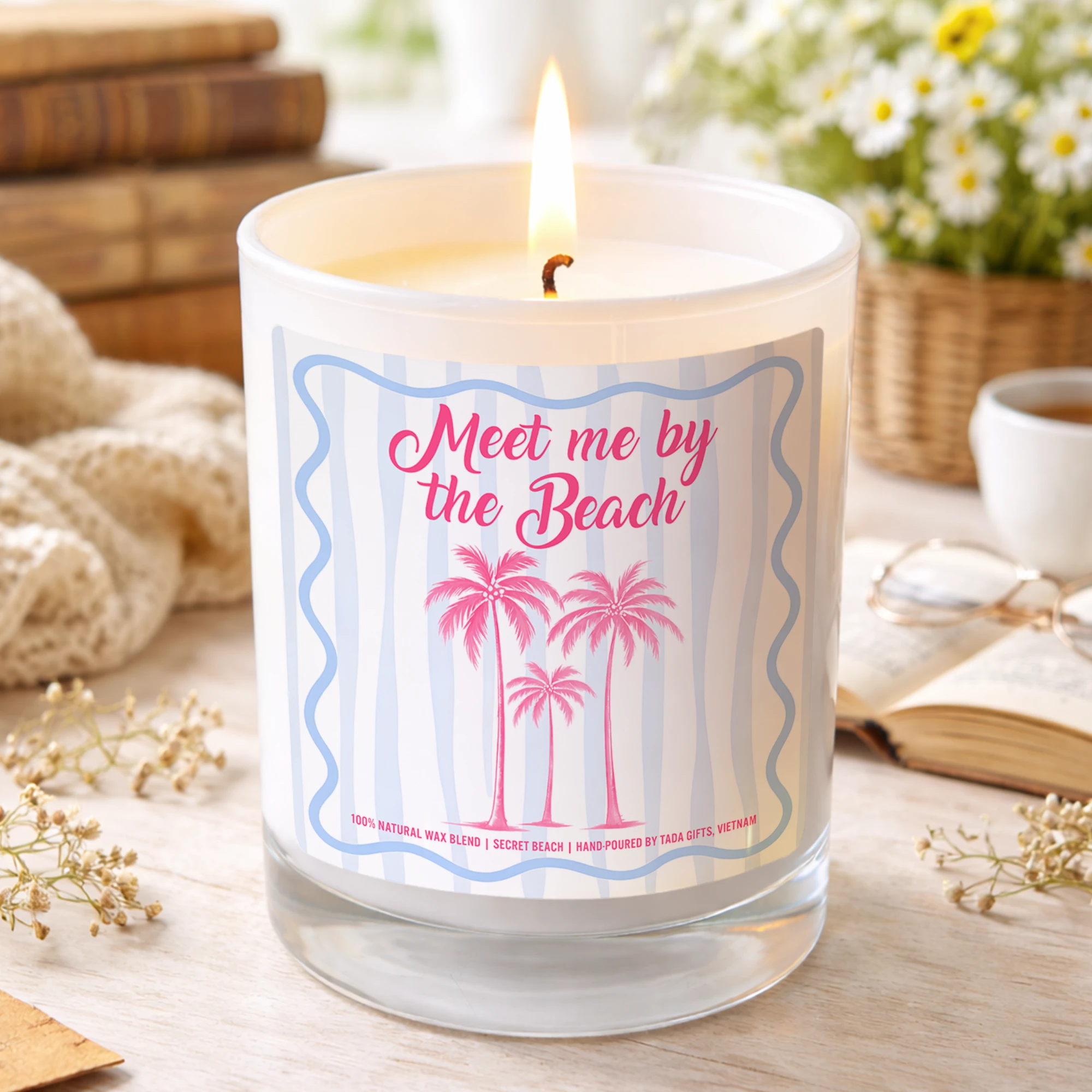 Meet Me by the Beach Candle, Beach Lover Gift, Coastal Decor Candle, Summer Vacation Candle, Ocean Scented Candle, Tropical Home Decor