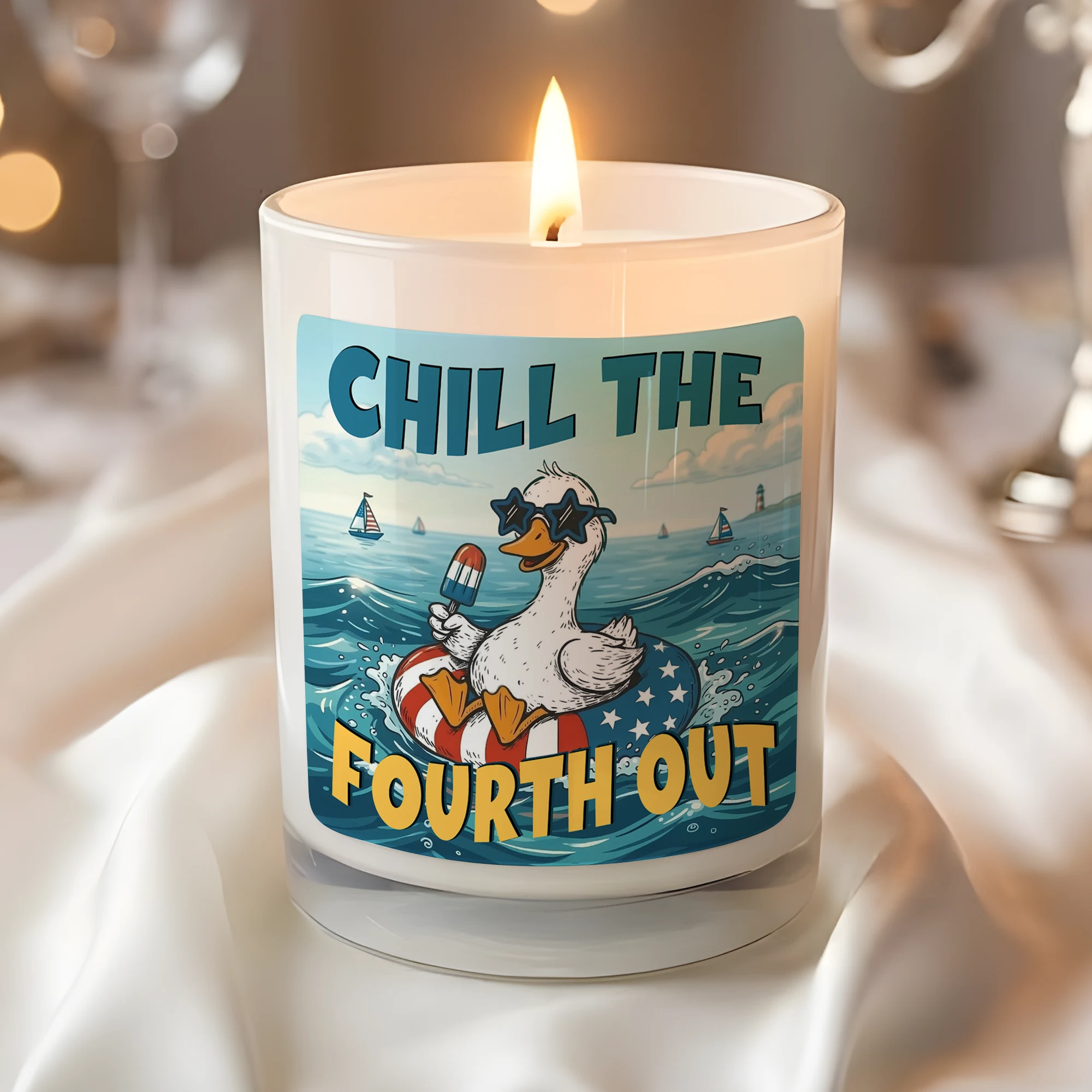 Chill The Fourth Out Candle – Funny 4th of July Gift – Independence Day Decor – Patriotic Duck Scented Candle – Summer BBQ Party Favor