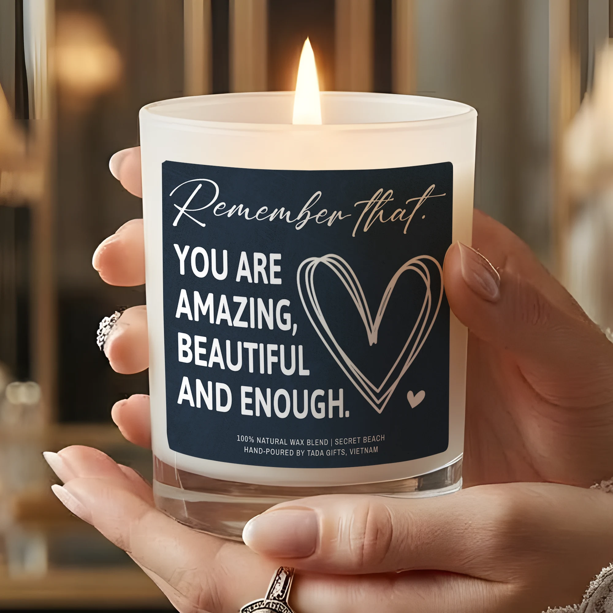 Positive Affirmations Candle – “You Are Amazing Beautiful and Enough” Gift – Encouragement Gift for Friend – Mental Health Support Candle