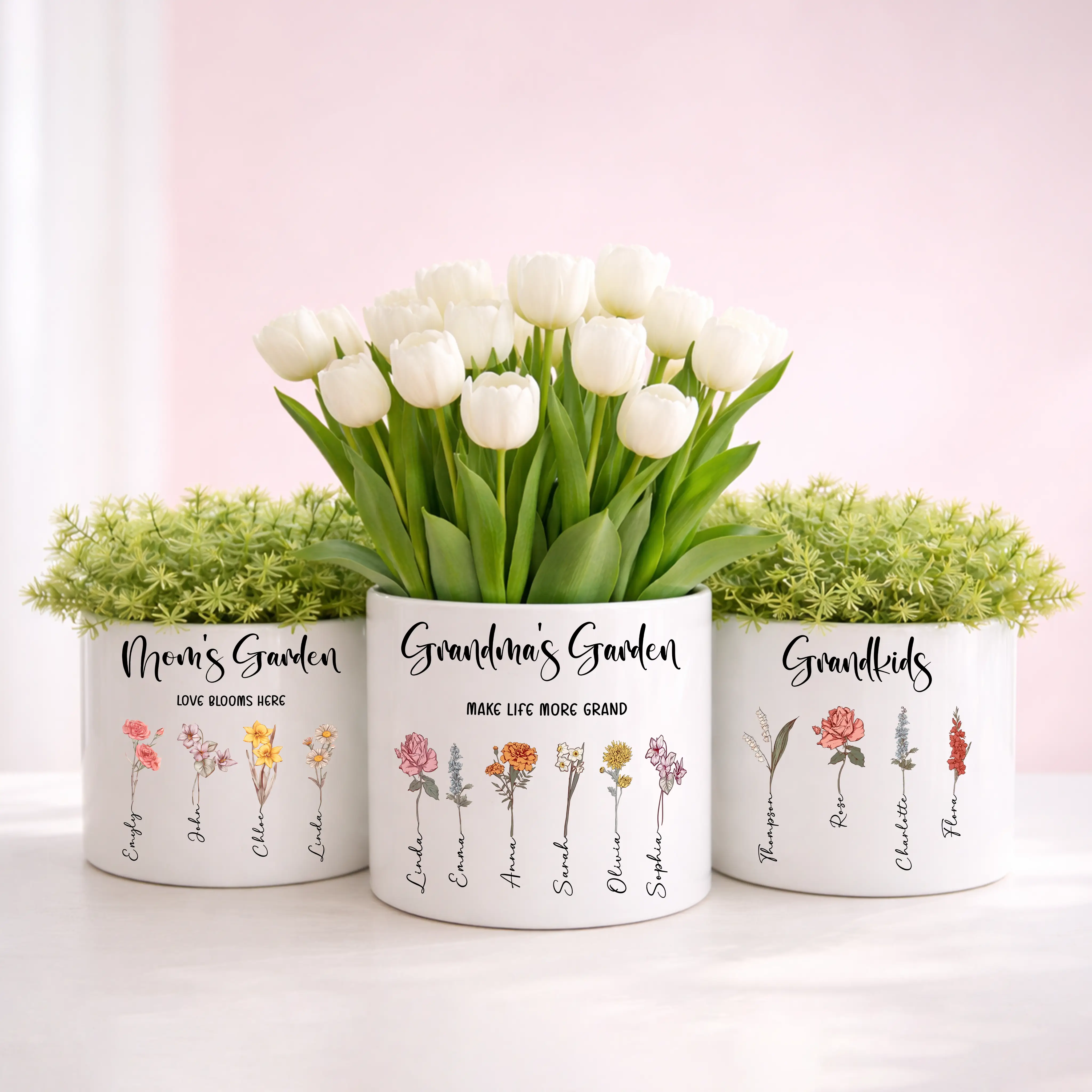 Personalized Flower Pot for Mom, Birth Flower Mom Gifts from Daughter, Mothers Day Gifts, Grandma’s Garden Gift