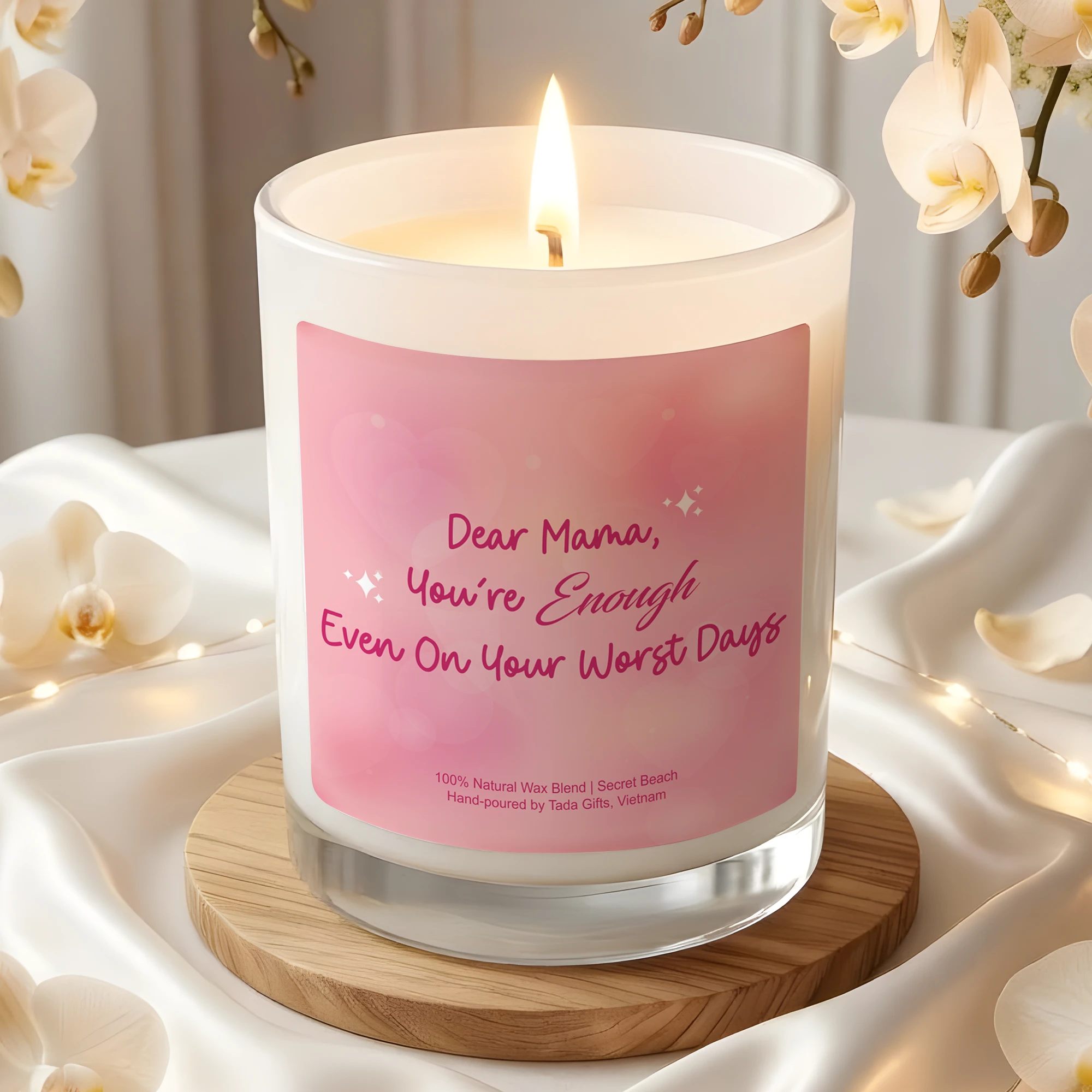 Dear Mama Candle – Mother’s Day Gift – “You’re Enough Even On Your Worst Days” – Postpartum Gift for New Mom – Pink Scented Candle