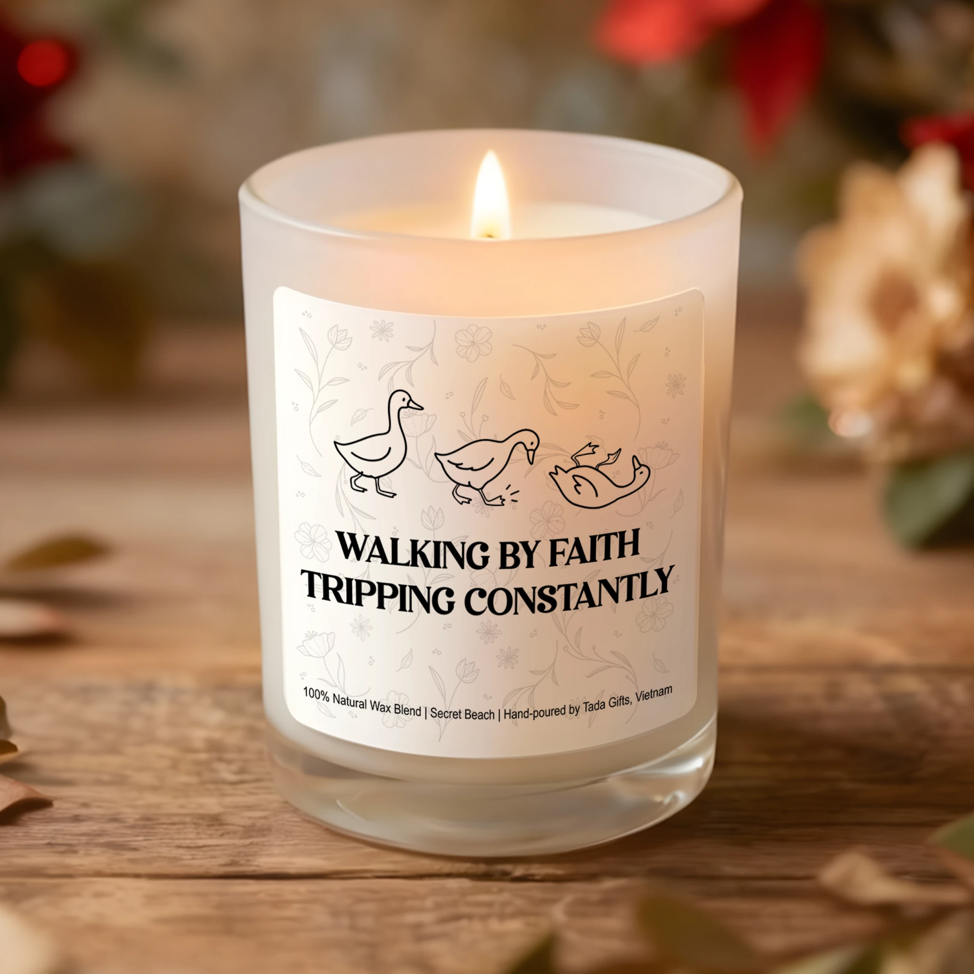Walking By Faith Tripping Constantly Candle, Funny Christian Gift, Goose Candle, Christian Gifts for Women, Christian Home Decor