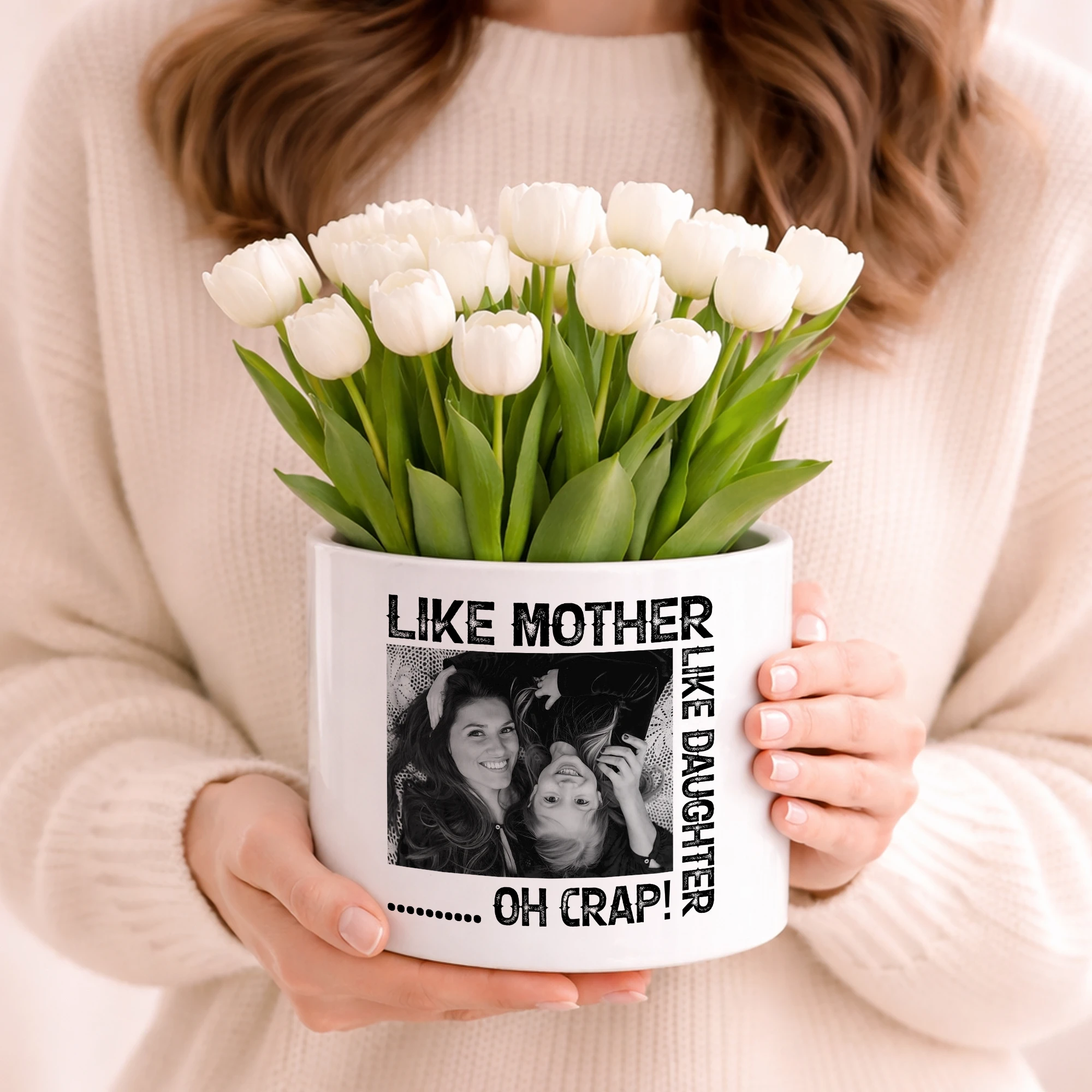 Personalized Flower Pot,Custom photo Planter,Mom Gift with Kids Names,Family Handprint Pot,Mother’s Day Gift,Gift for Mom,Custom Plant Pot