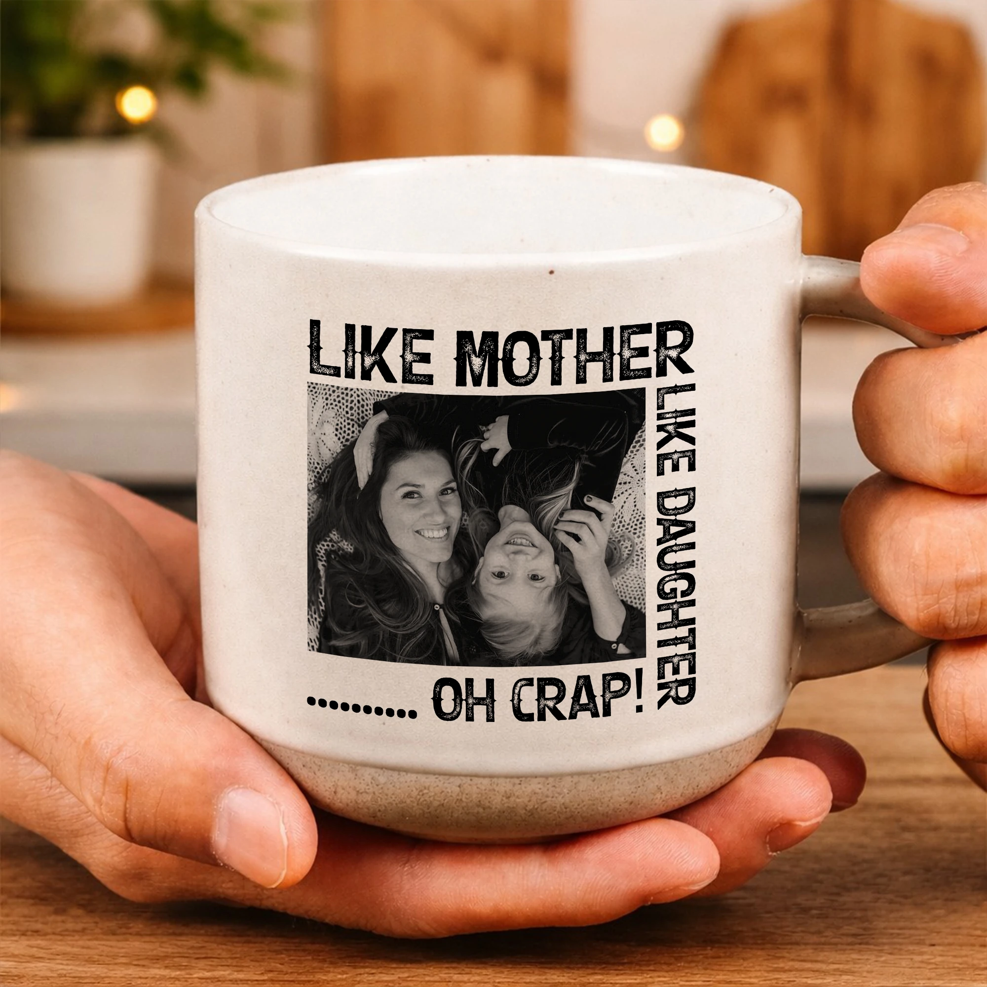 Personalized Mom Pottery Mug,Custom Photo Mug with Kids Names,Mother’s Day Gift,Family Hand Holding Mug,Gift for Mom,Custom Coffee Cup