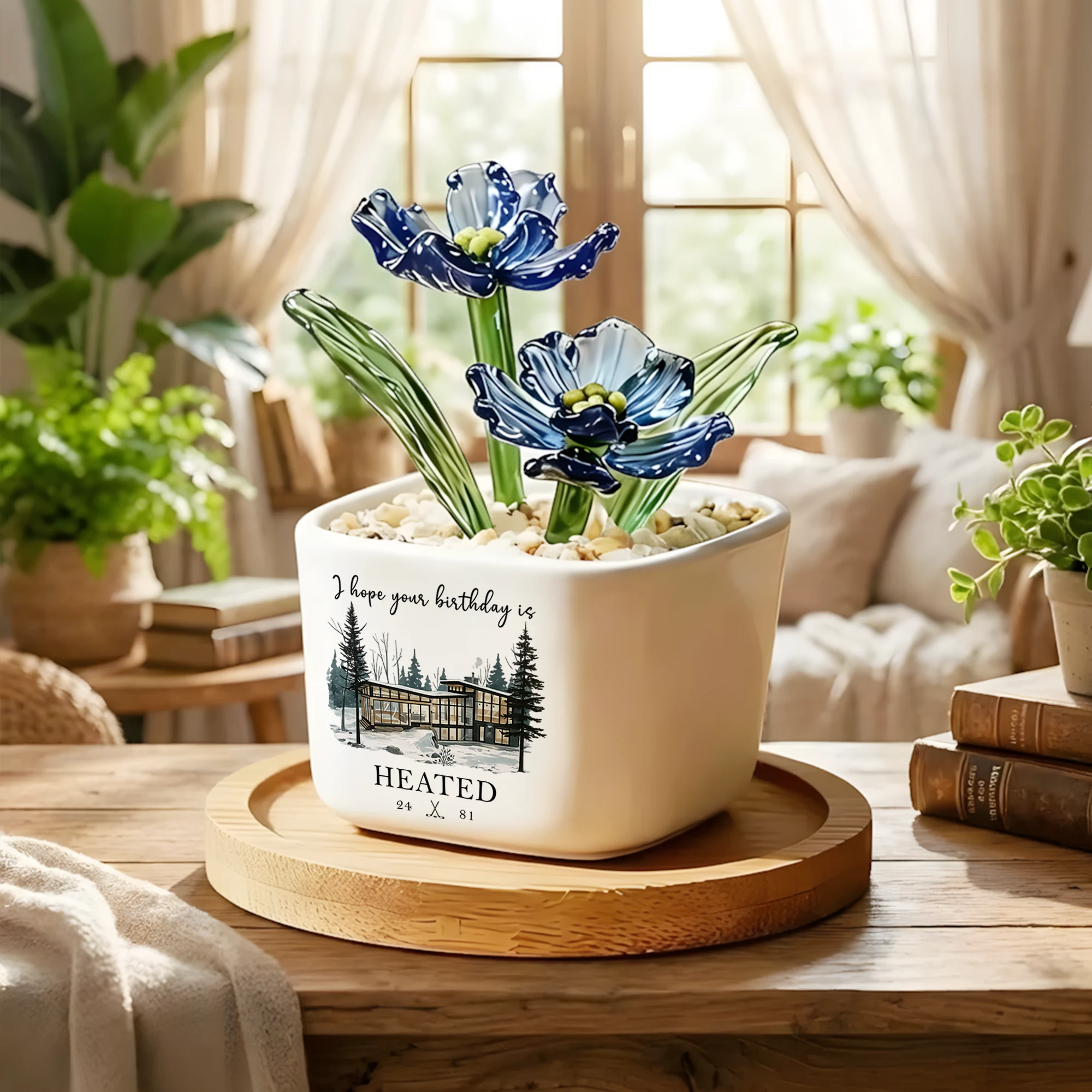 Heated Rivalry Birthday Glass Flower, Handmade Glass Flower Pot, Gift for Couple, Gift for Heated Rivalry Fan