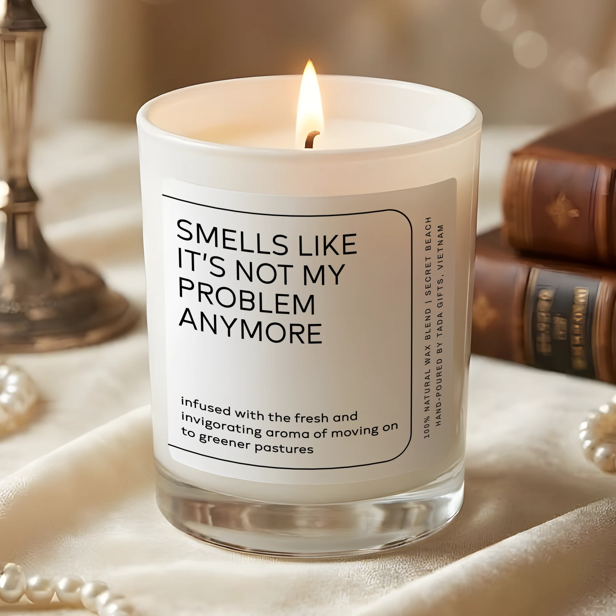 Smells Like It’s Not My Problem Anymore Candle – Funny Coworker Leaving Gift, New Job Gift for Friend, Divorce Party Decor
