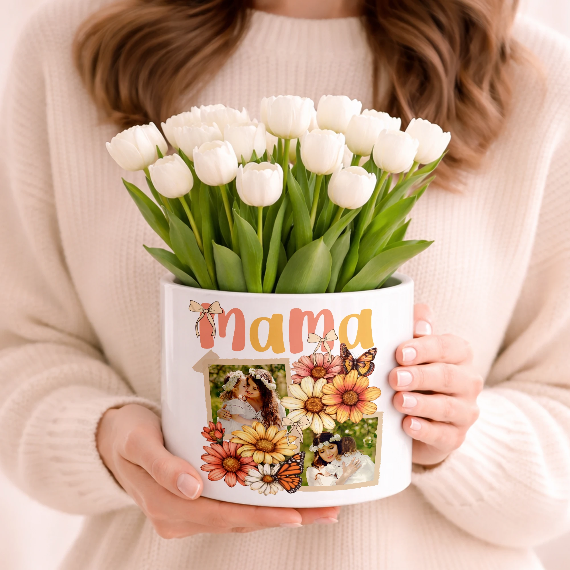 Personalized Grandma Flower Pot with Photo, Custom Nana Planter, Gift for Grandma, Mother’s Day Gift, Custom Photo Planter,Garden Decor Gift