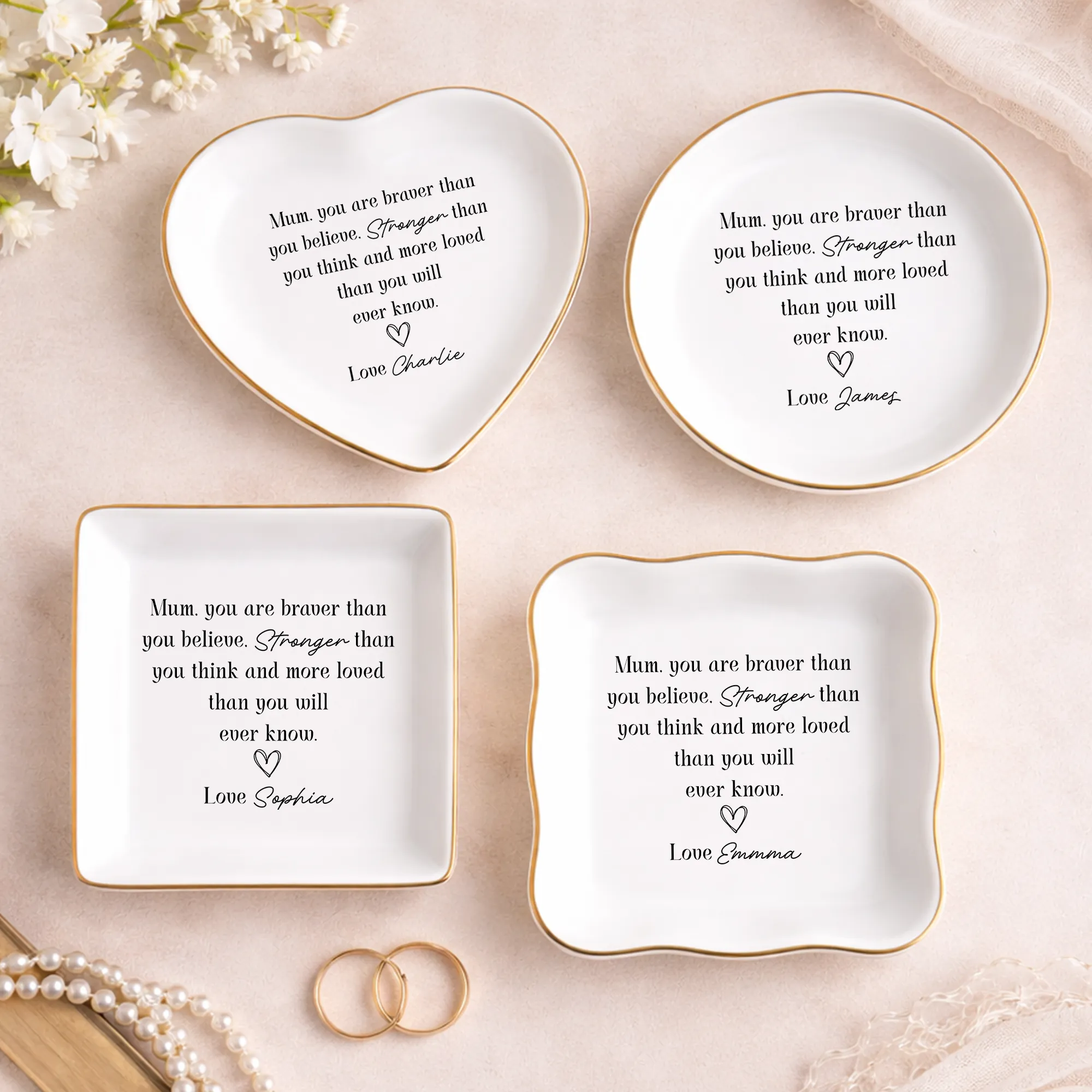 Personalized Jewelry Dish for Mom, Custom Ring Dish Gift from Daughter Son, Mothers Day Gift, Birthday Gift for Mom, Trinket Dish Keepsake