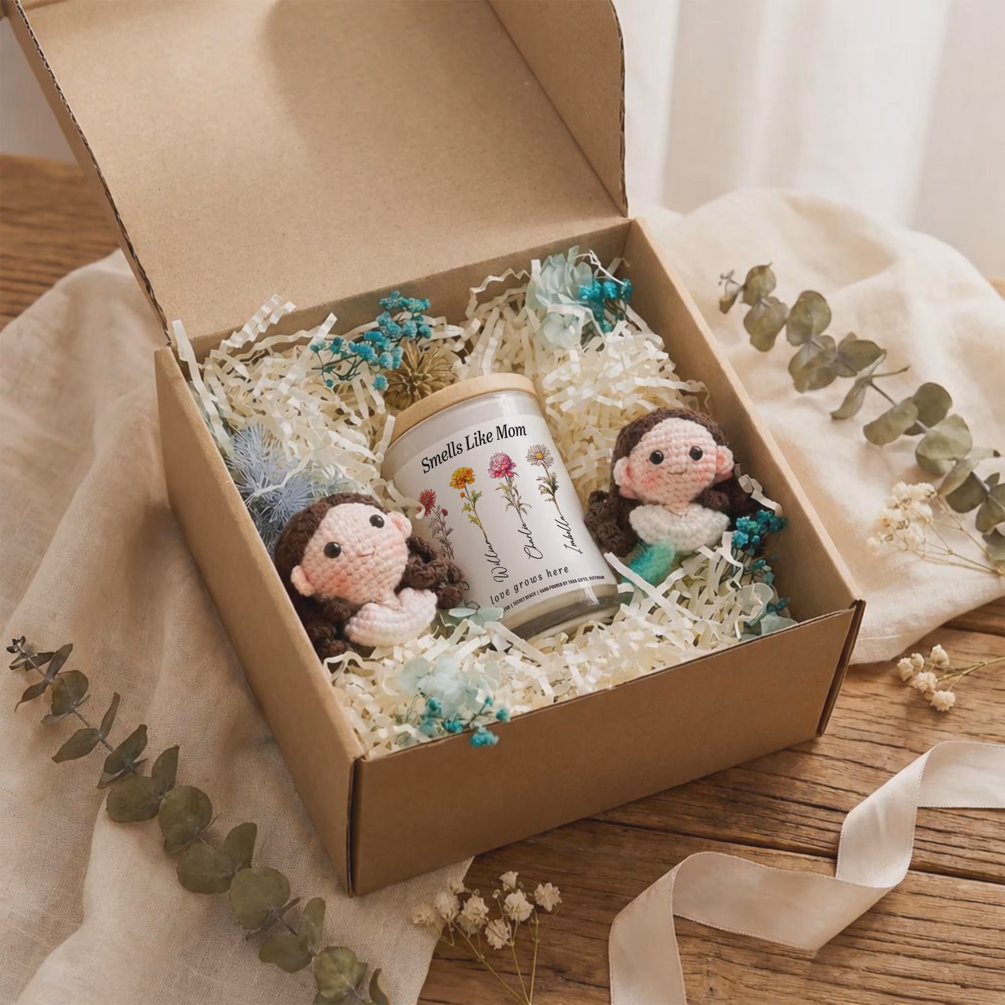 Mother’s Day Gift Box for Mom, Mothers Day Gifts, Mom and Kids Keychain Set, Gift for Mom