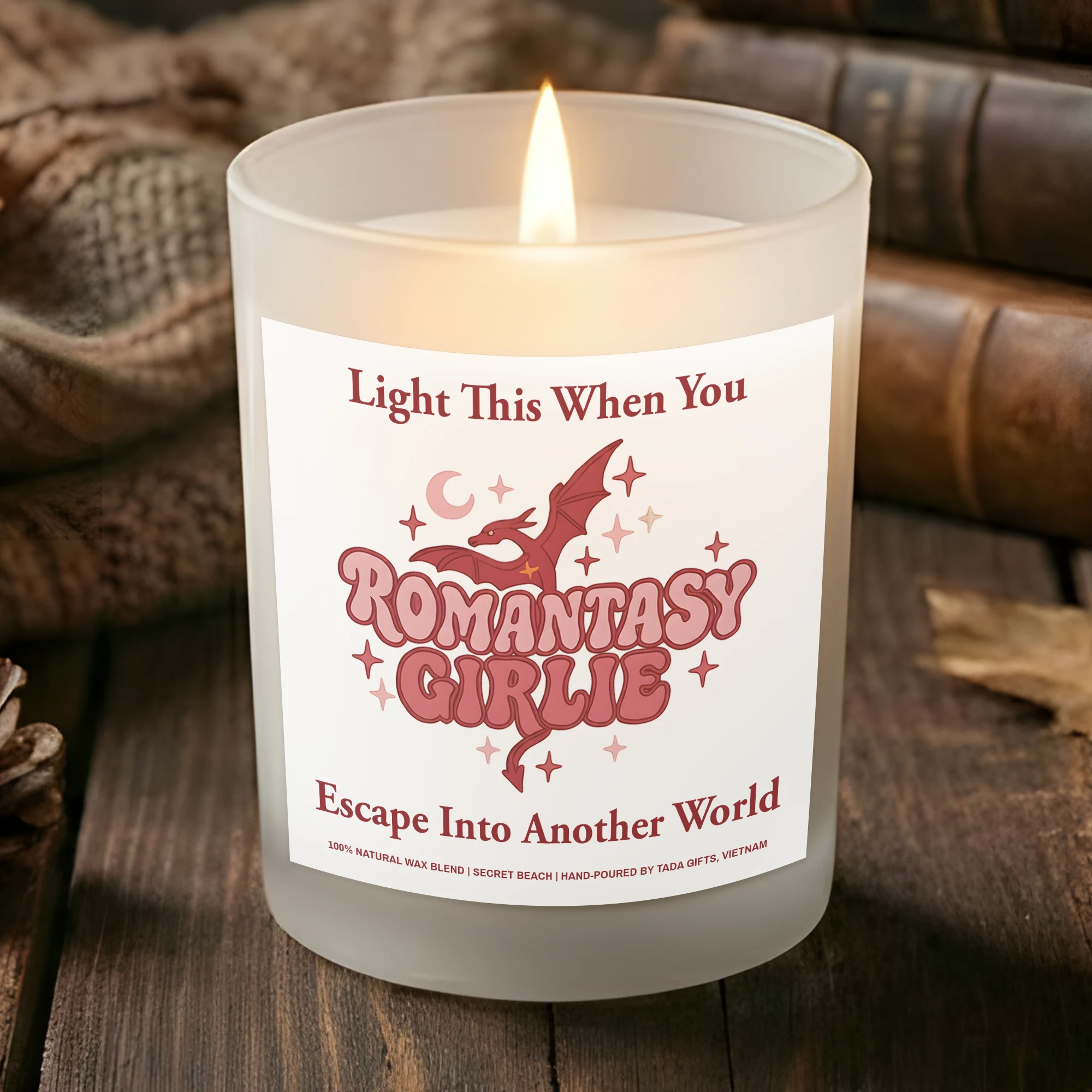 Romantasy Candle for Book Lovers – Cozy Reading Gift, Fantasy Inspired Scented Candle, Gift for Reader Girl, Bookish Decor