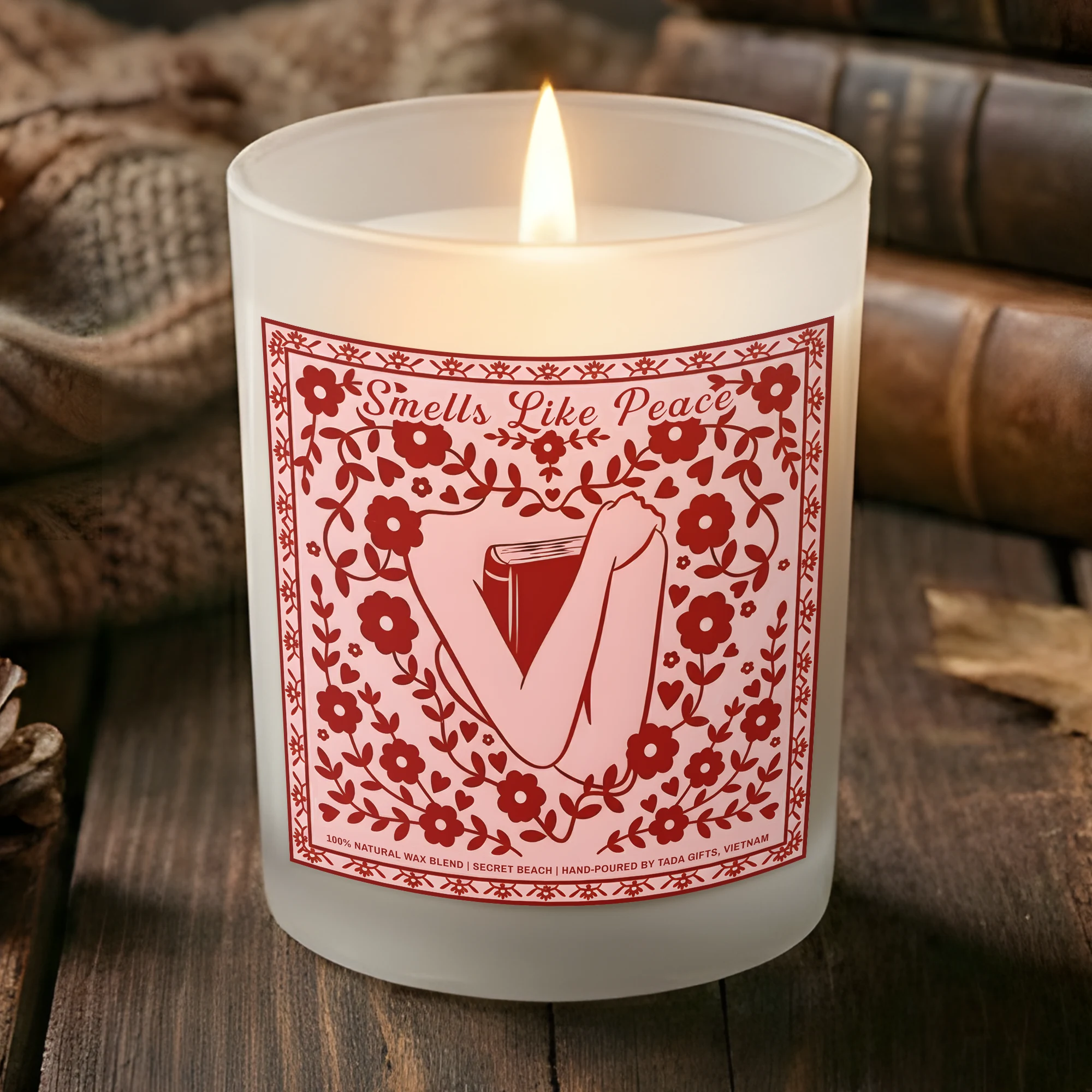 Smell like peace, Bookish Candle, Bookish Gifts, Gifts for Book Readers, Reader Gifts, literary candle, gift for book lovers