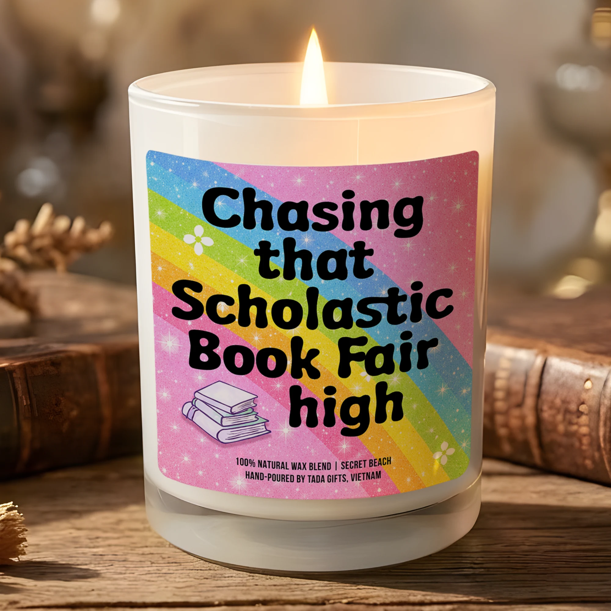 Bookish Candle, Bookish Gifts, Gifts for Book Readers, Reader Gifts, literary candle, Chasing That Scholastic Book Fair High