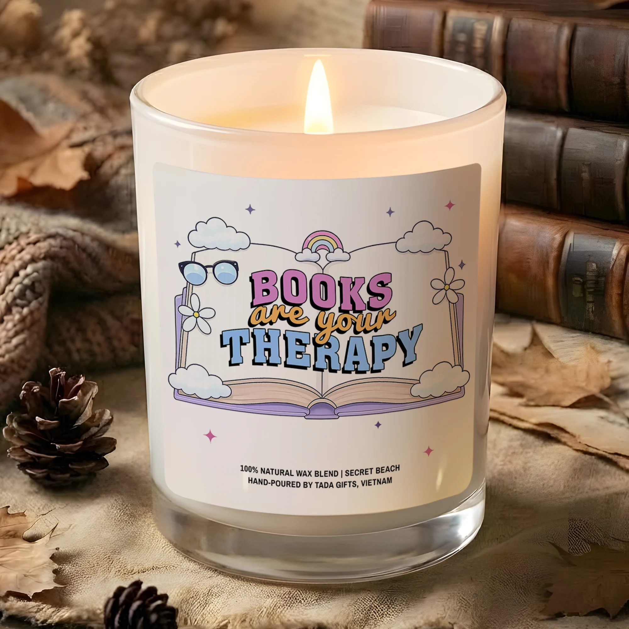 Books are your Therapy, Bookish Candle, Book Lover Gift for Her, Reader Gift, Fae, Bookworm Gift, Smut Gift
