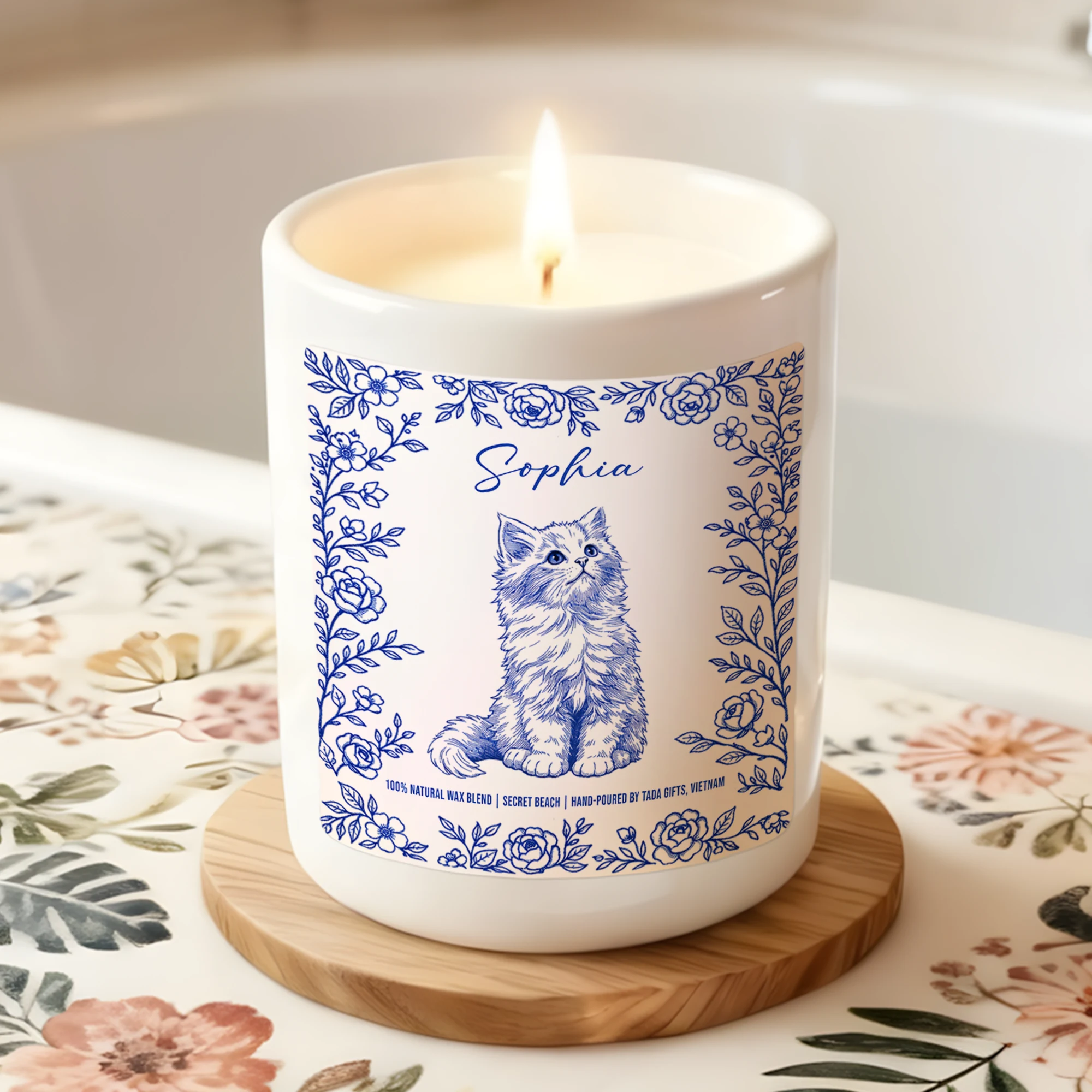 Custom Cat Portrait Candle, Personalized Dog Memorial Gift, Pet lover gifts