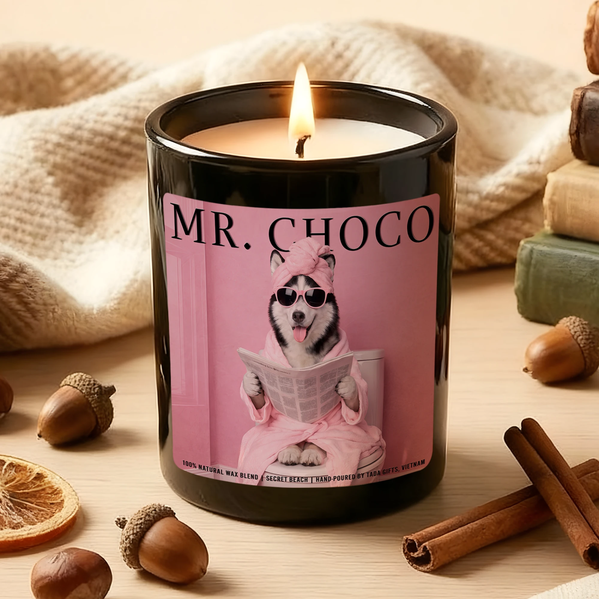 Custom Pet Portrait Candle, Personalized Dog Memorial Gift