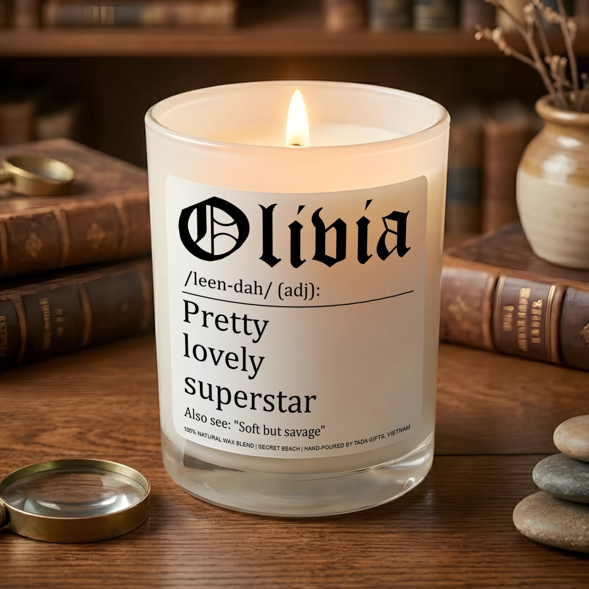 Olivia Dean Definition Candle, Personalized Name Candle Gift