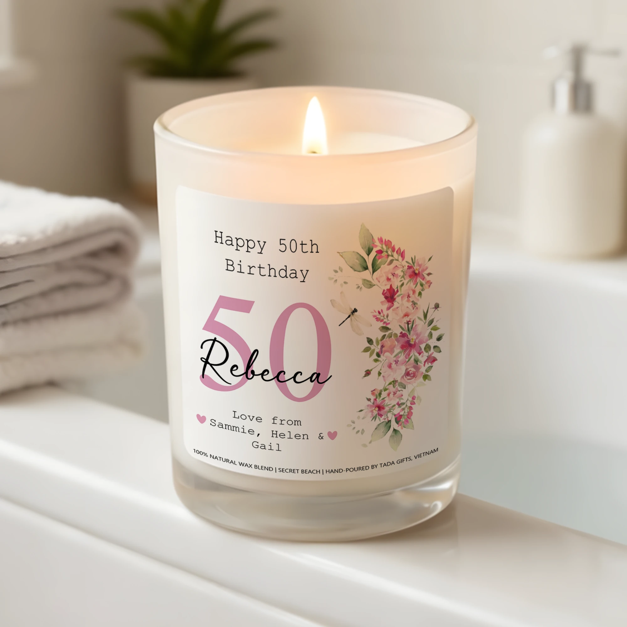 Personalized 50th Birthday Photo Candle