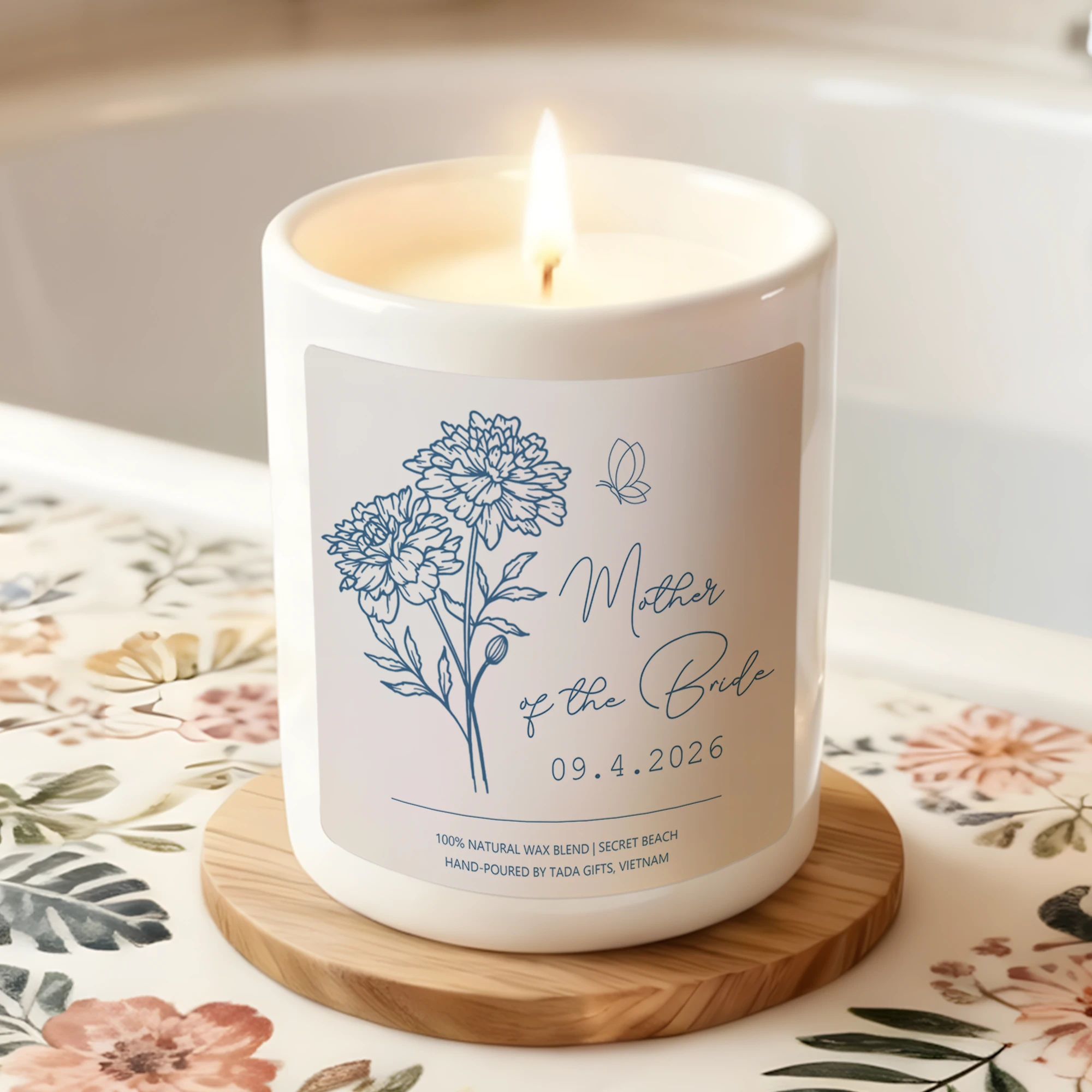 Mother of the Bride Candle, Wedding Day Gift for Mom, Mothers Gift