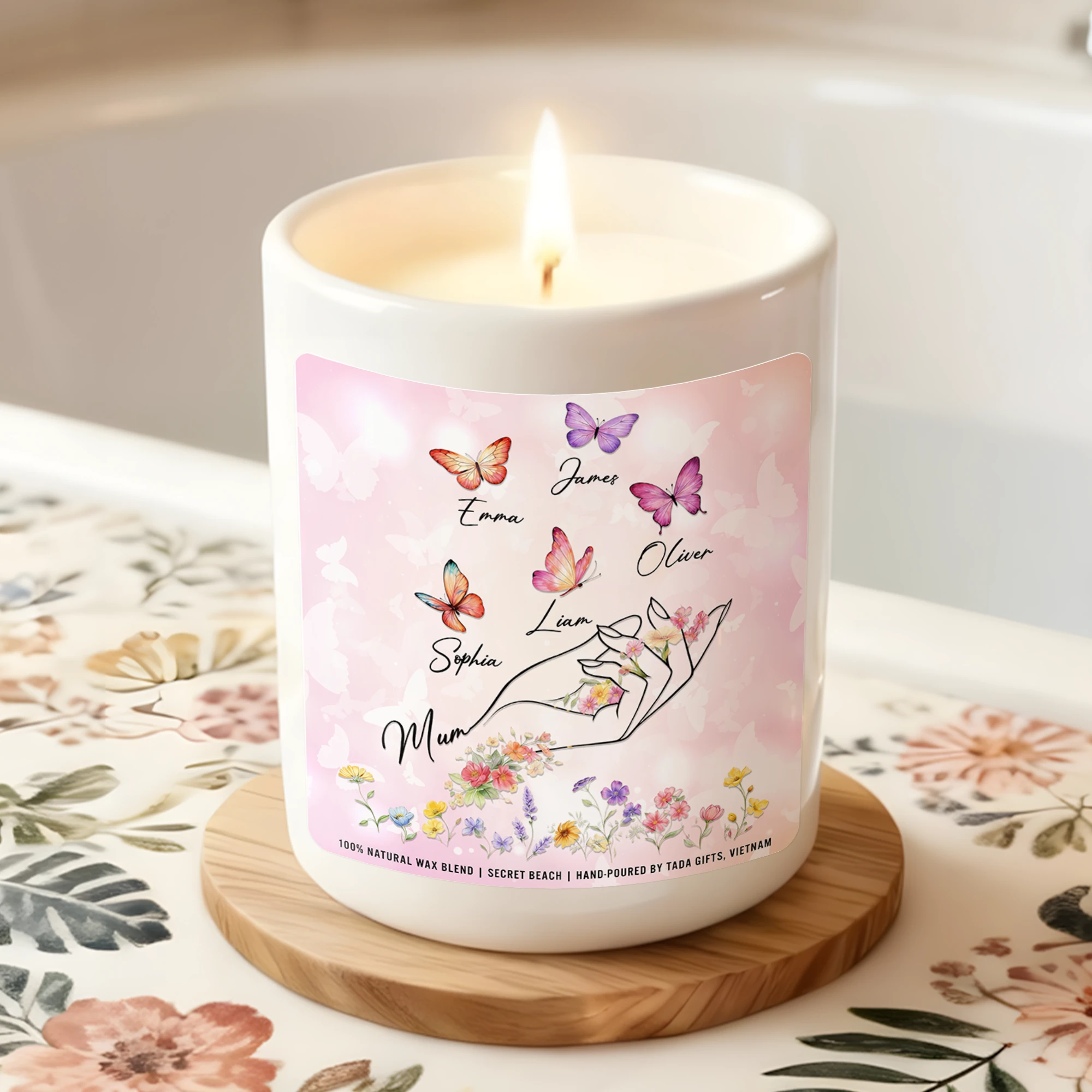 Personalized Butterfly Name Candle for Mom, Mother’s Day Keepsake, Mother’s Day Gifts