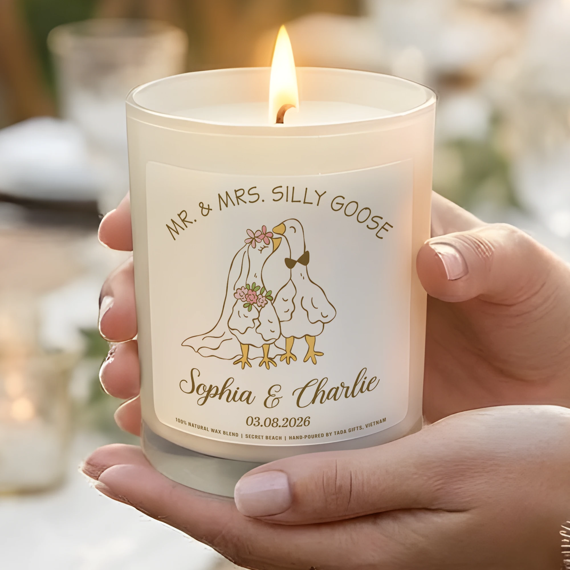 Personalized Mr. & Mrs. Silly Goose Wedding Candle – Custom Bride and Groom Scented Candle – Whimsical Wedding Gift – Couple’s Anniversary Gift 2026 – Unique Engagement Candle