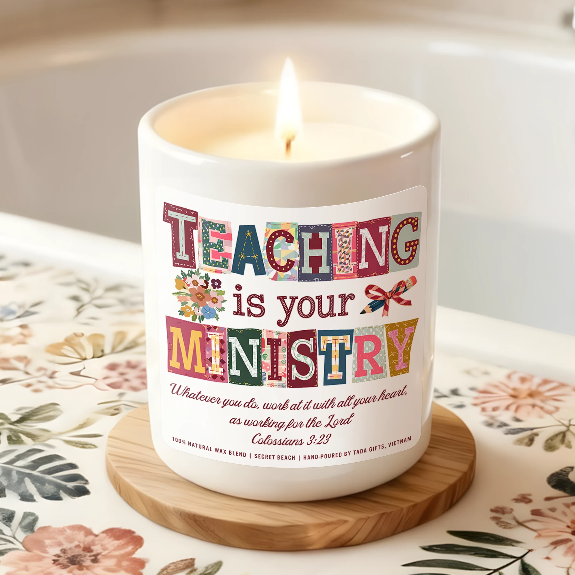 Teacher Gifts, Teacher Appreciation Gift, Personalized TEACH Candle, Floral Teacher Candle, Teacher Appreciation Week Gift