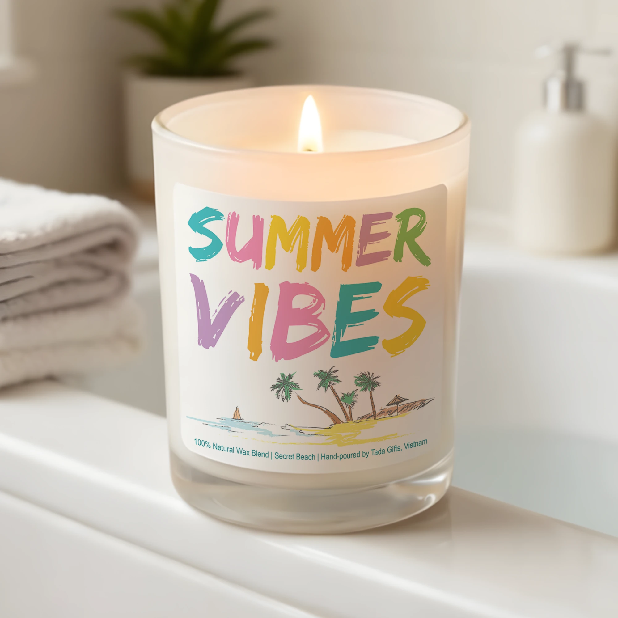 Summer Decor Candle, Summer Decor, Beach Scented Candle, Cute Summer Gift, Tropical Soy Wax Candle, Coastal Aesthetic Candle