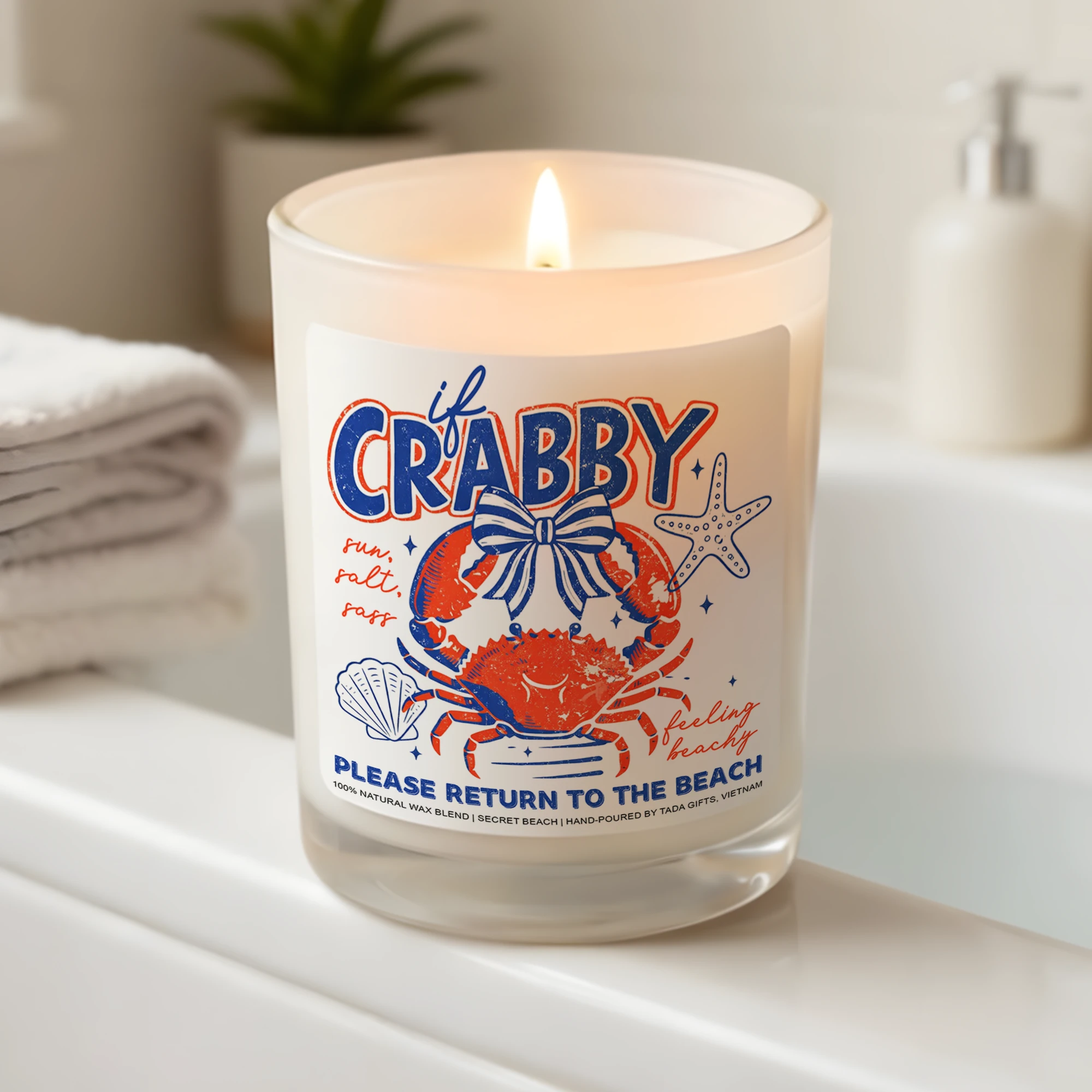 If Crabby Please Return to the Beach Candle, Funny Summer Candle, Beach Vibes Gift, Coastal Decor Candle, Ocean Lover Gift, Sea Salt Candle
