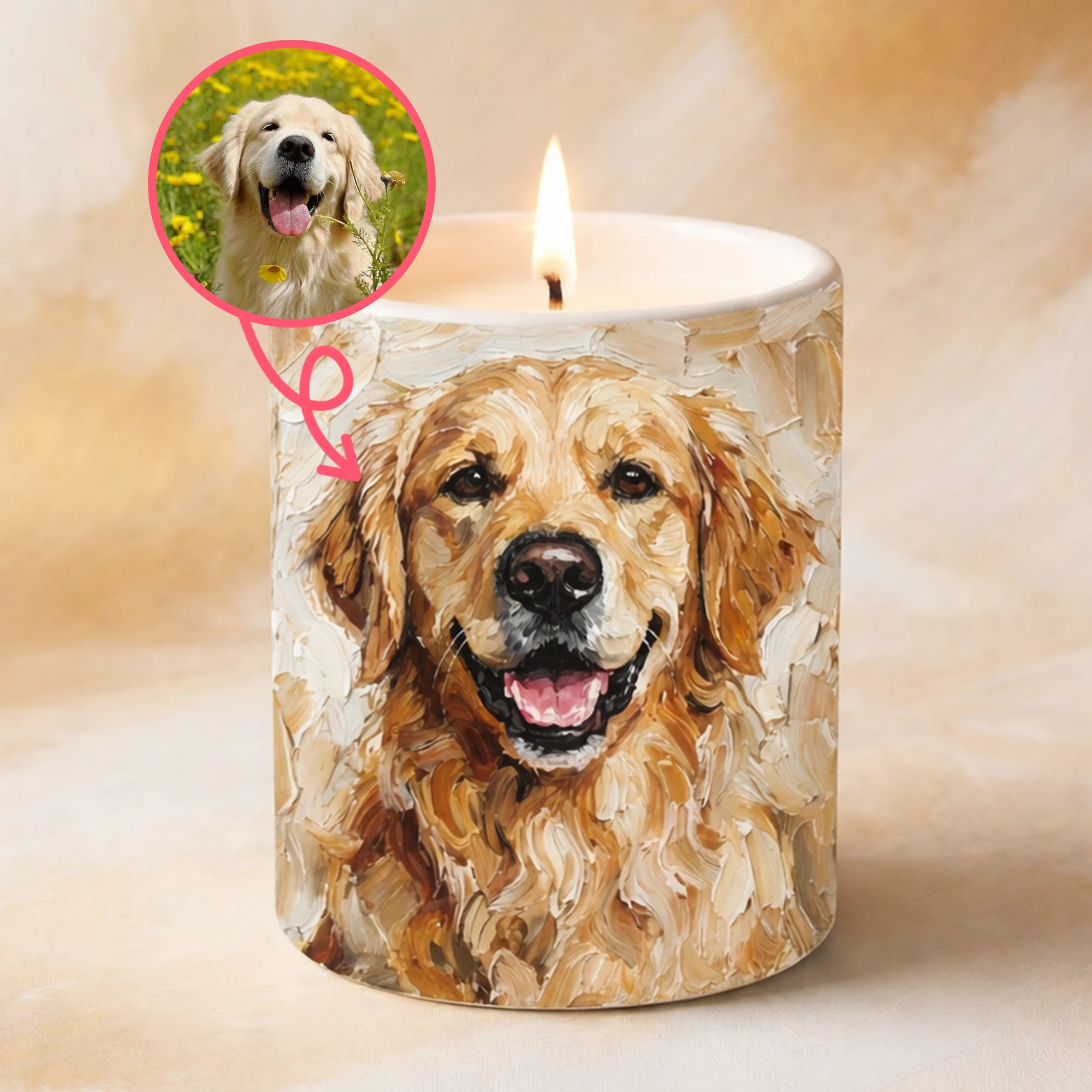 Original Oil Painting Pet Candle, Pet Memorial Gift, Pet Loss Gift, Personalized Pet Gift, Dog or Cat Portrait, Pet Memorial Gift