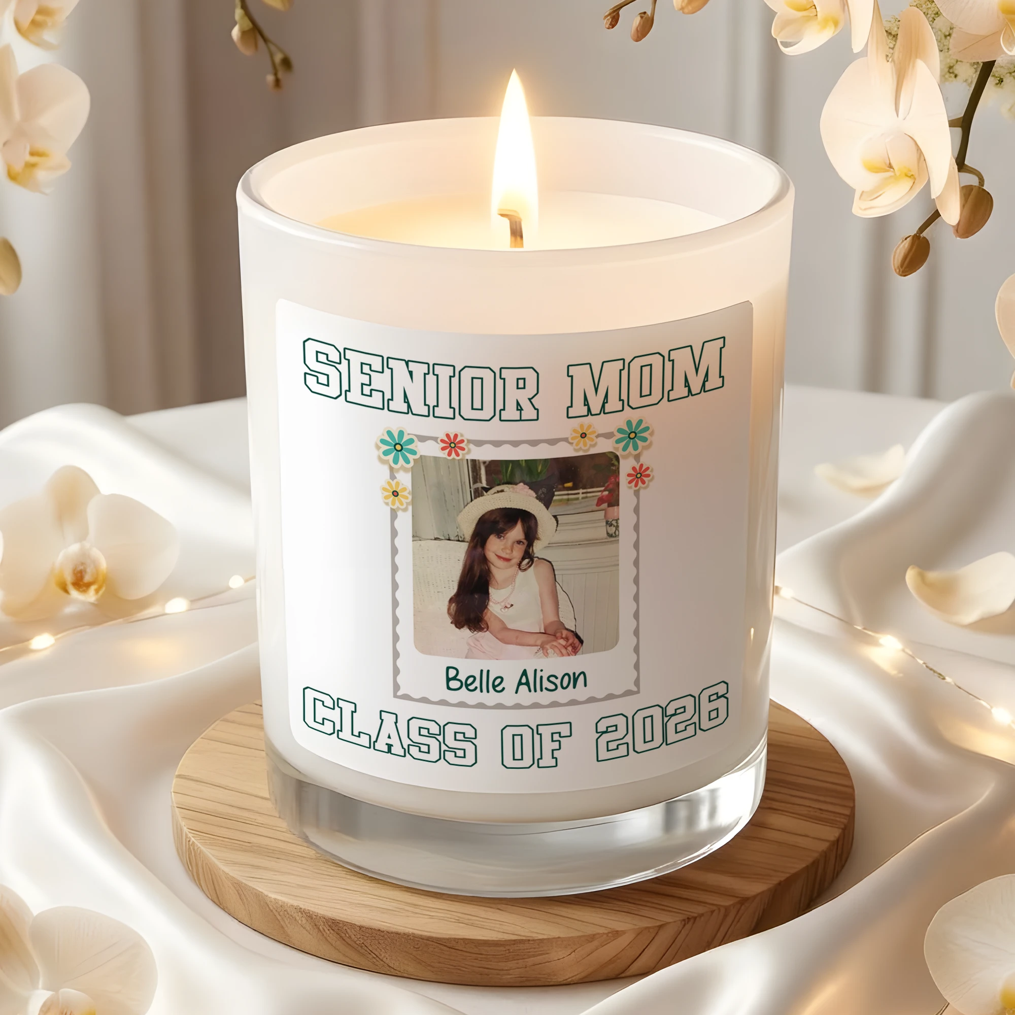 Custom Senior Mom Candle 2026 – Personalized Photo Graduation Gift for Mom – Class of 2026 Senior Year Keepsake – Proud Mom Gift
