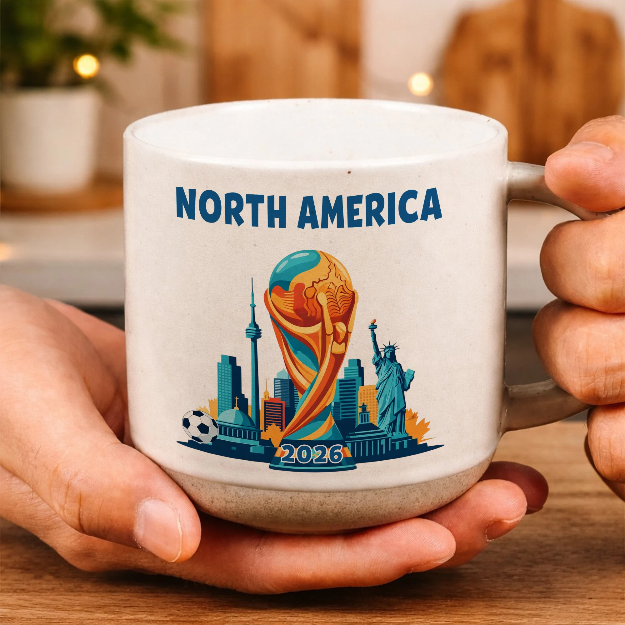 World Cup 2026 Pottery Mug, Soccer Gift, Canada USA Mexico Cup Mug, Match Day Gift, Football Fan Coffee Mug