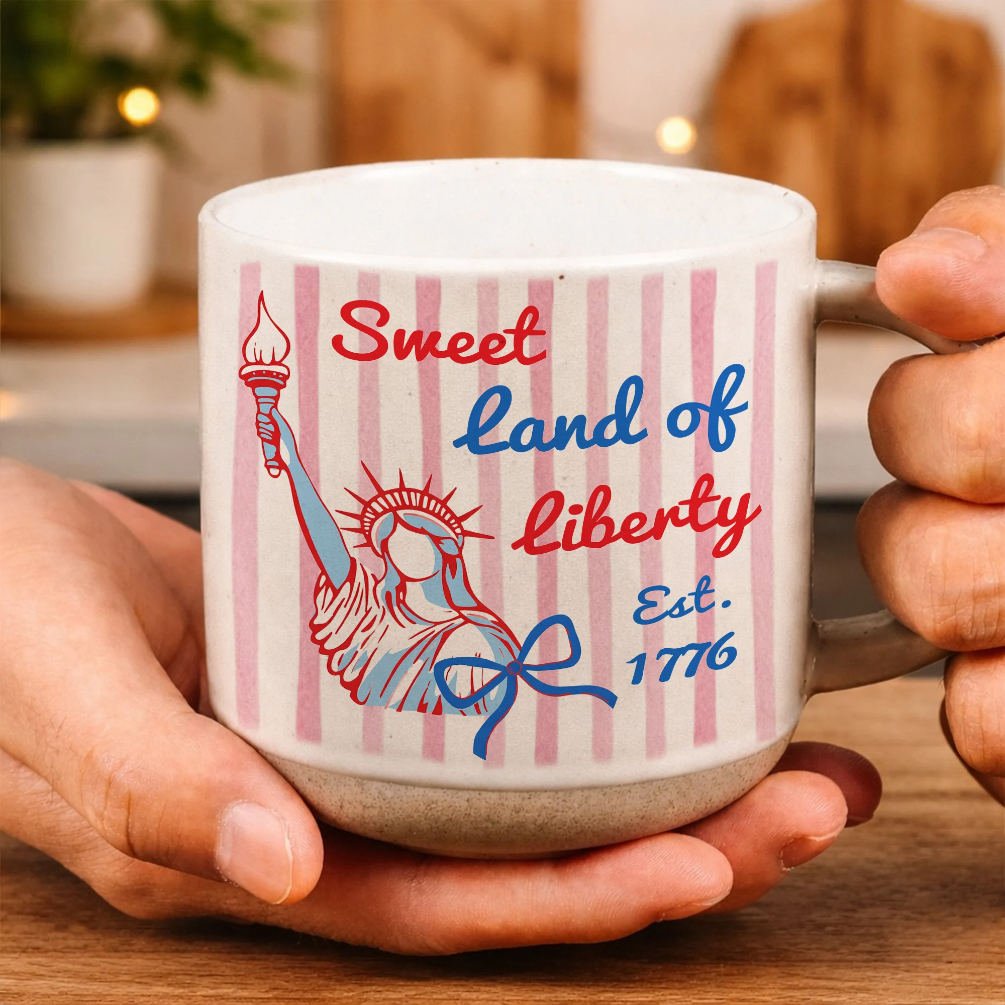 Sweet Land of Liberty Mug, Patriotic Pottery Mug , USA Independence Gift, Semiquincentennial 2026, July 4th