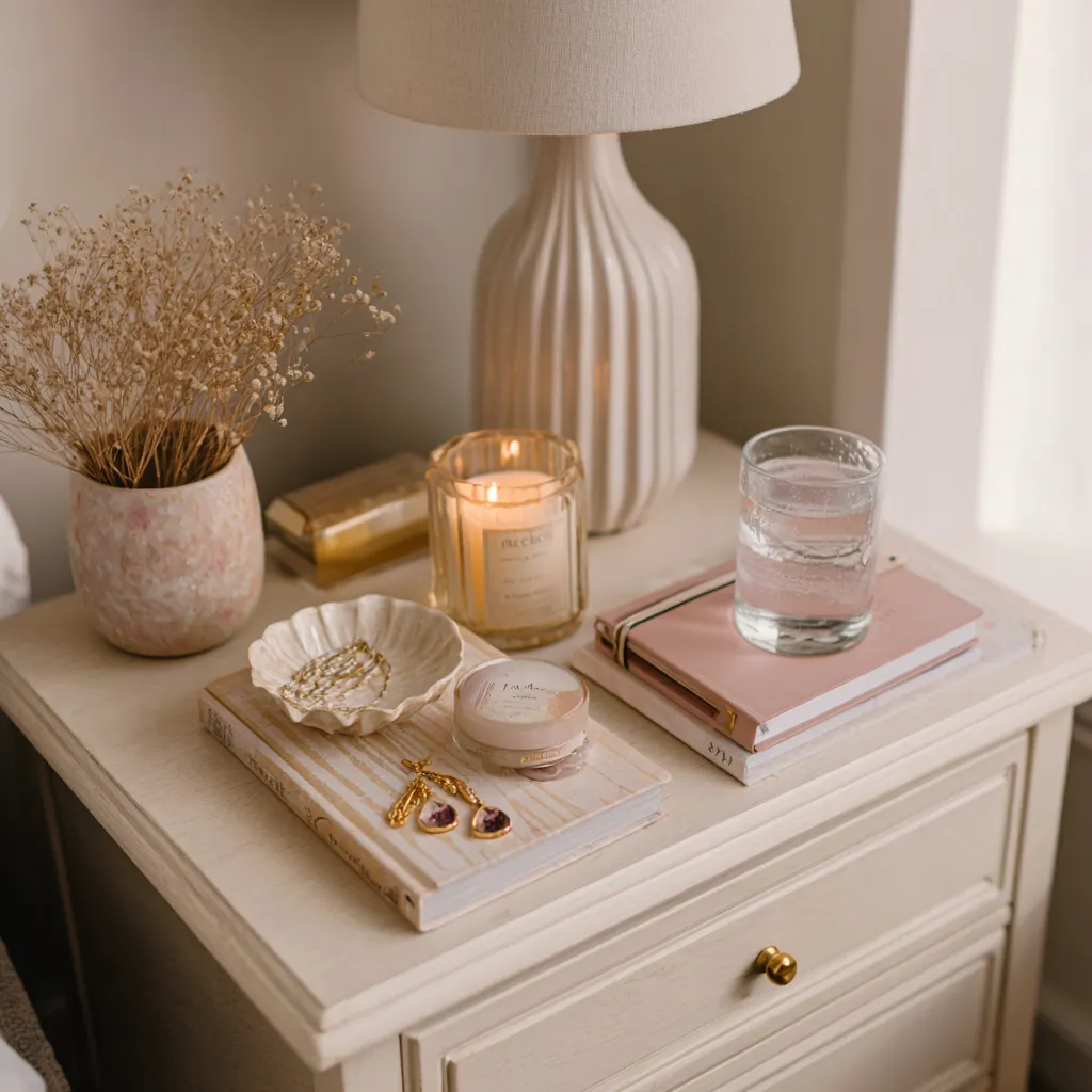 u5784373755_A_beautifully_styled_nightstand_with_a_small_cand_2f9ab27e-d3b2-484e-a26d-0d26ba20c225_2_11zon