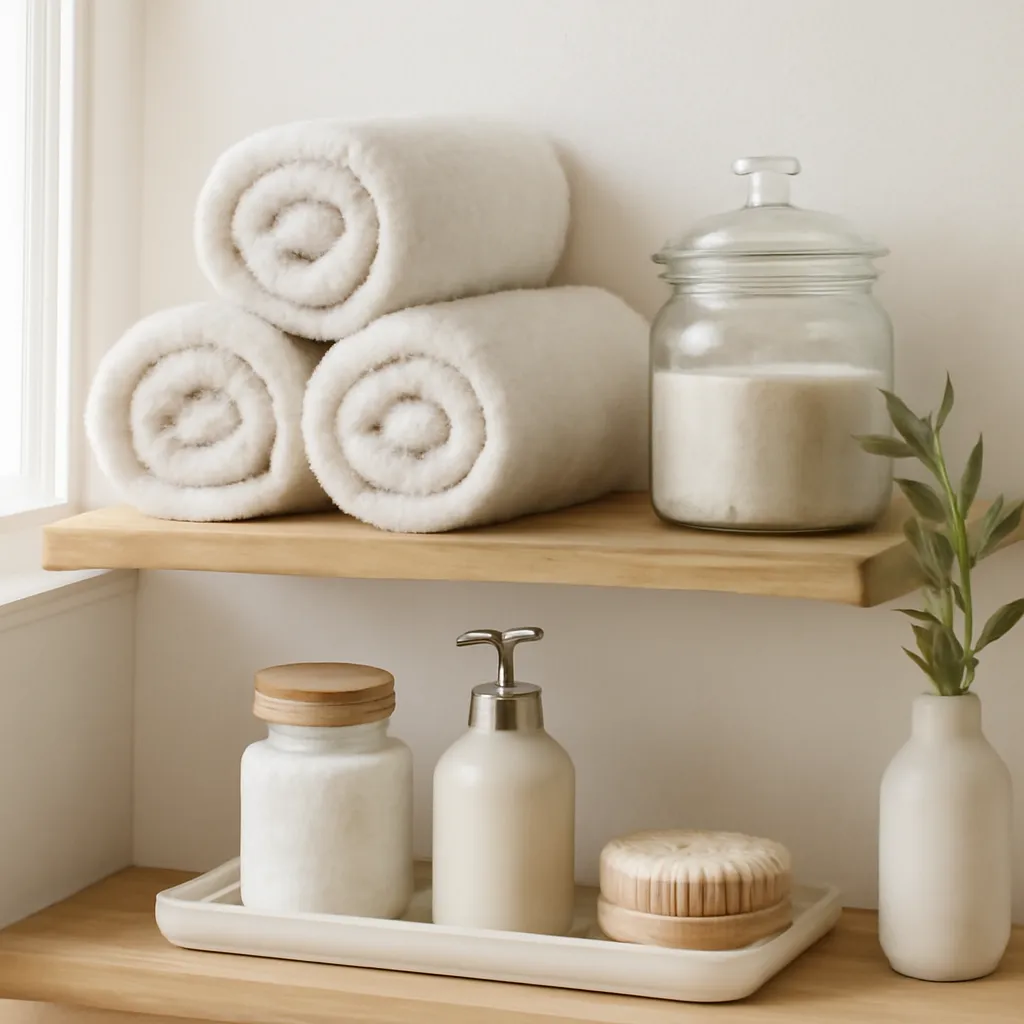 Cozy Bathroom Shelf Styling Ideas for a Clean Spa Look
