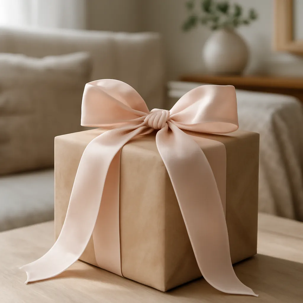 Handmade-style gift with silk ribbon