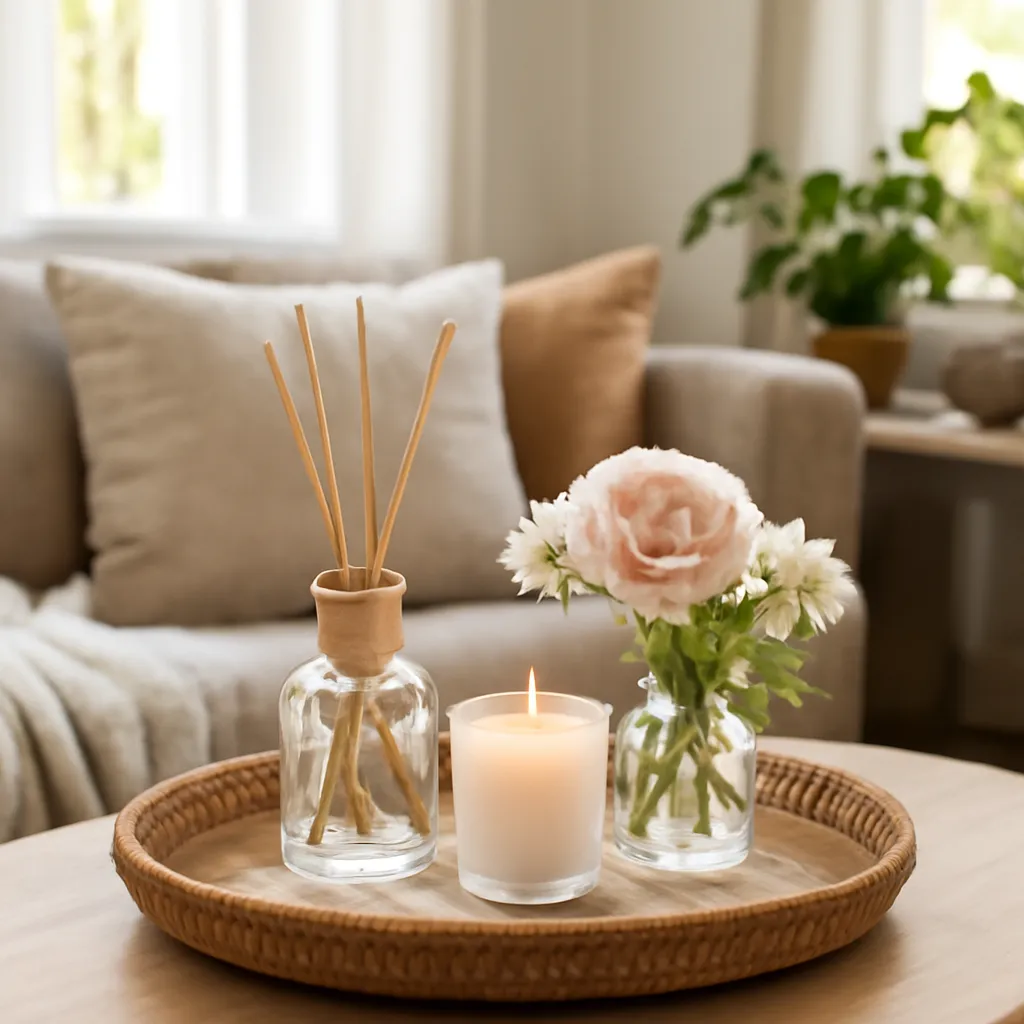 Living room home fragrance with flowers