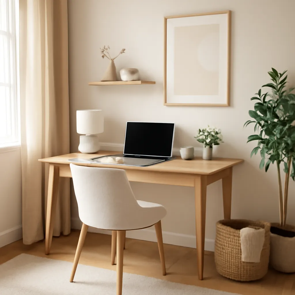 Productive home office setup with neutral decor