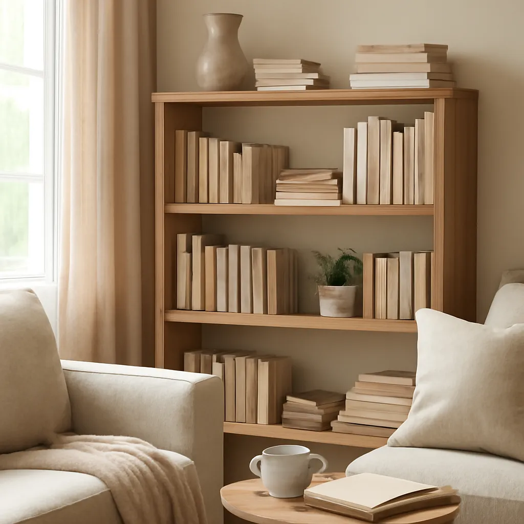 Book lover room decor with wood shelf