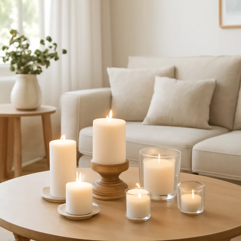 Cozy candle placement in living room
